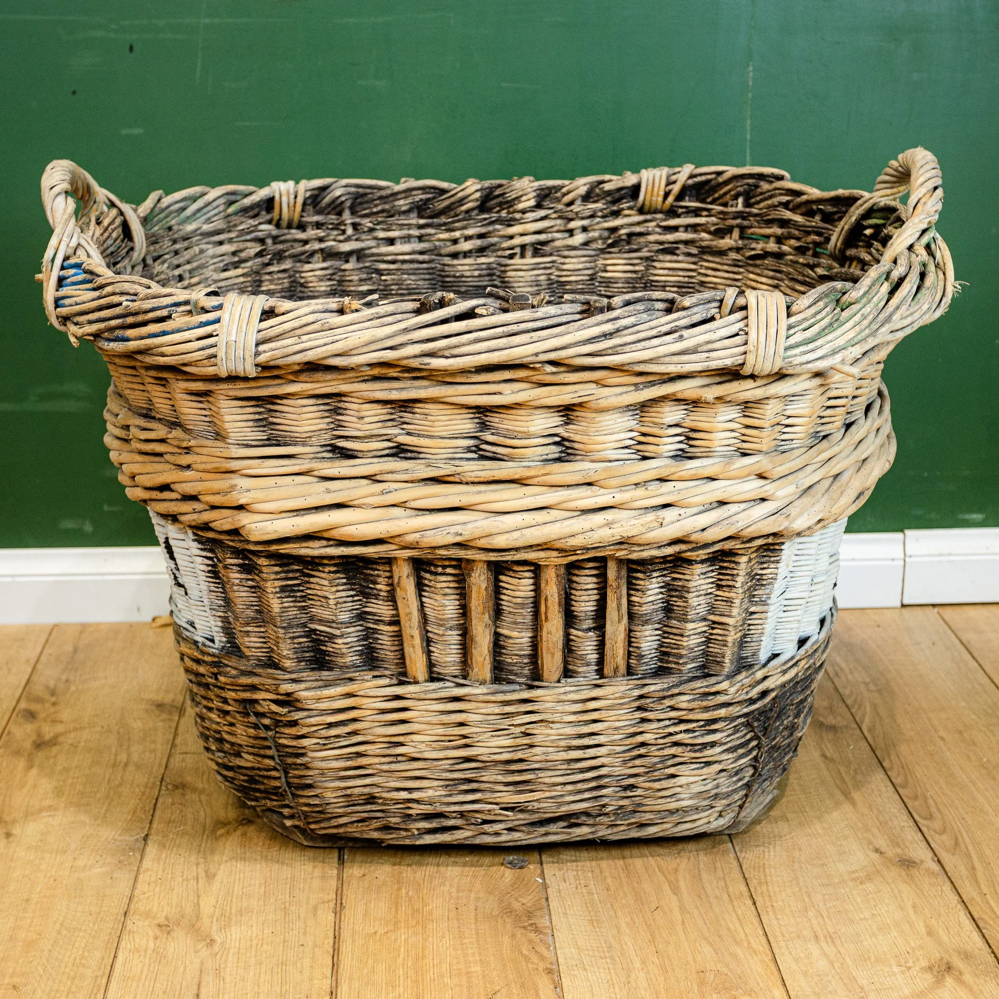 Reclaimed French Wicker Champagne Grape Basket