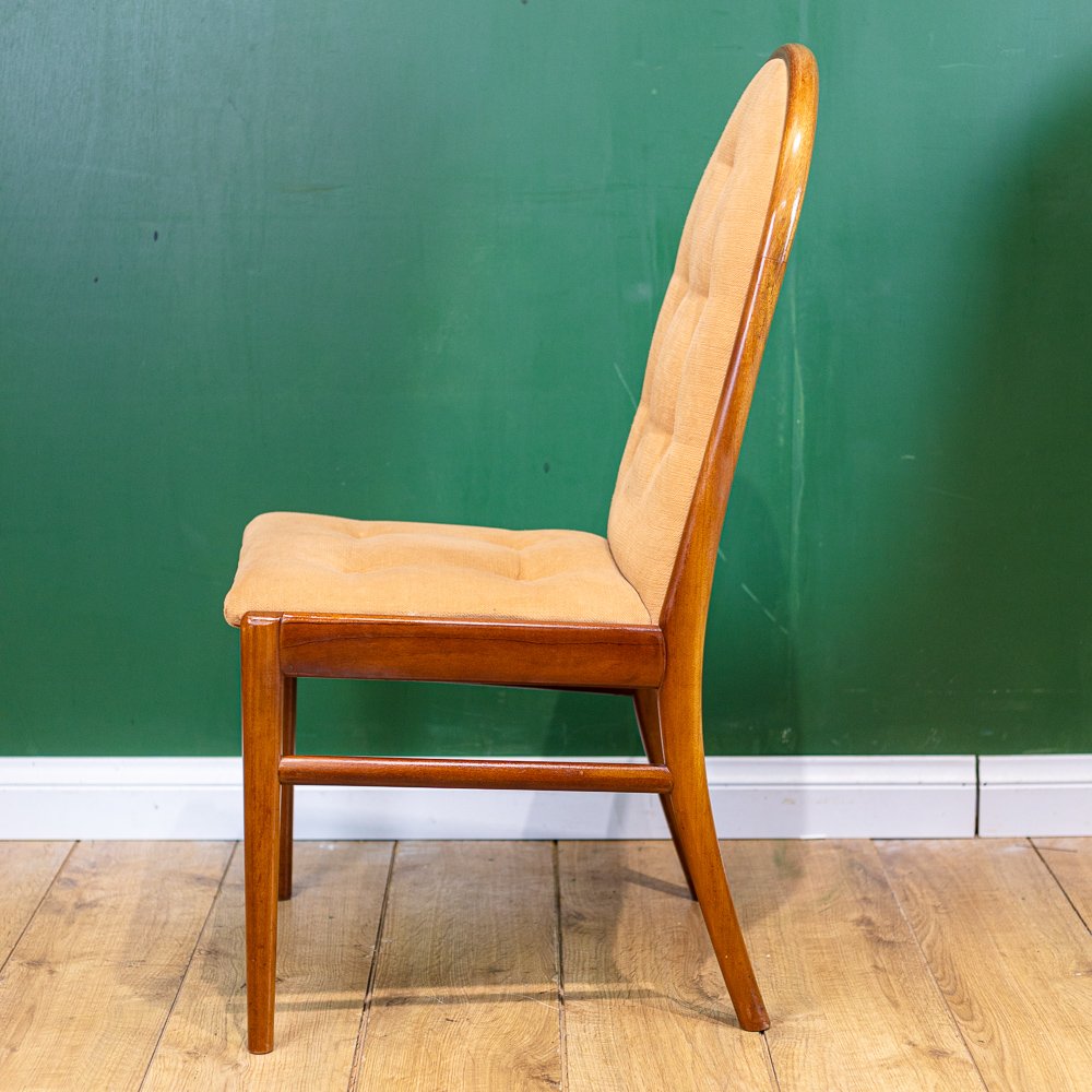 Set of 6 McIntosh Upholstered Solid Teak Rounded Back Dining Chairs