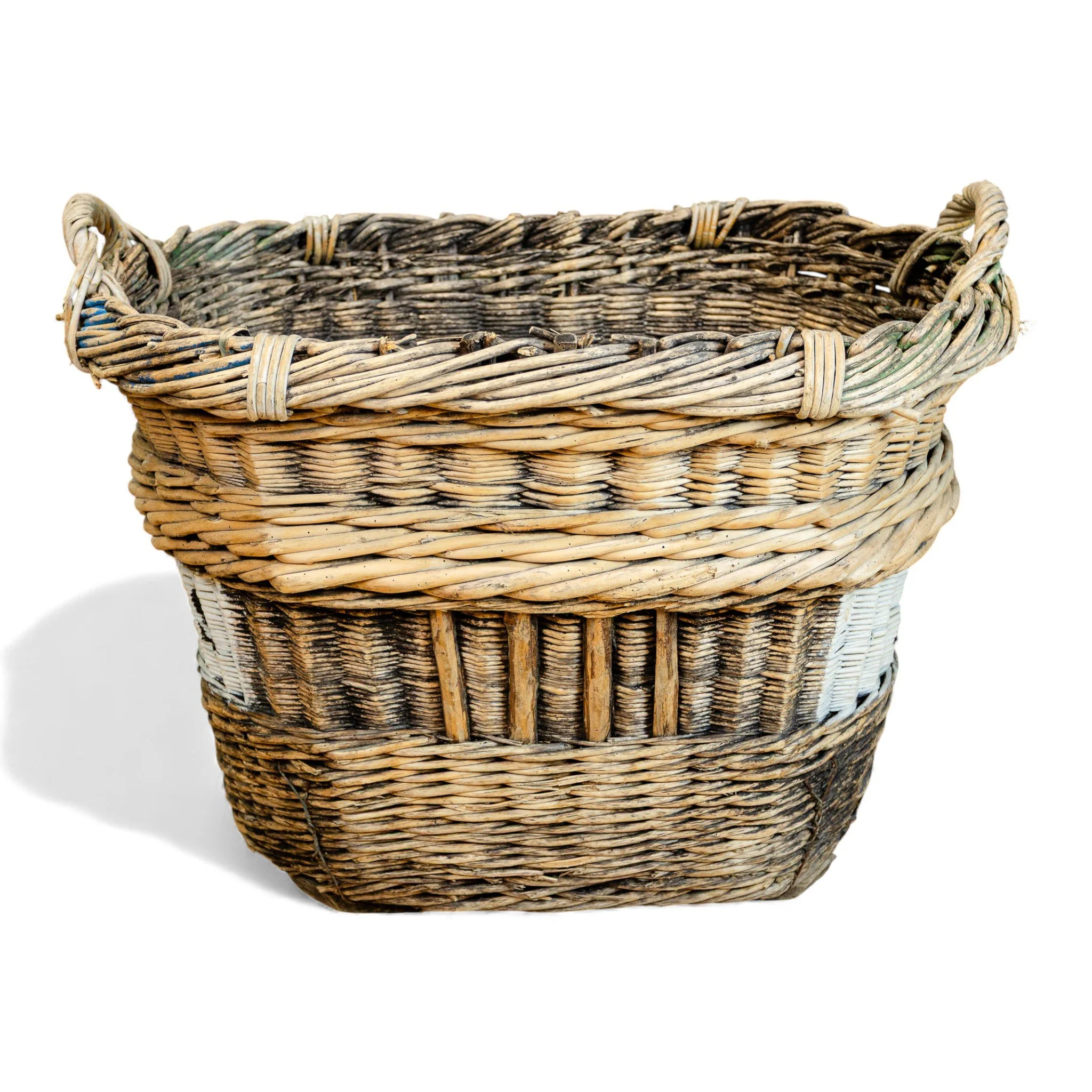 Reclaimed French Wicker Champagne Grape Basket