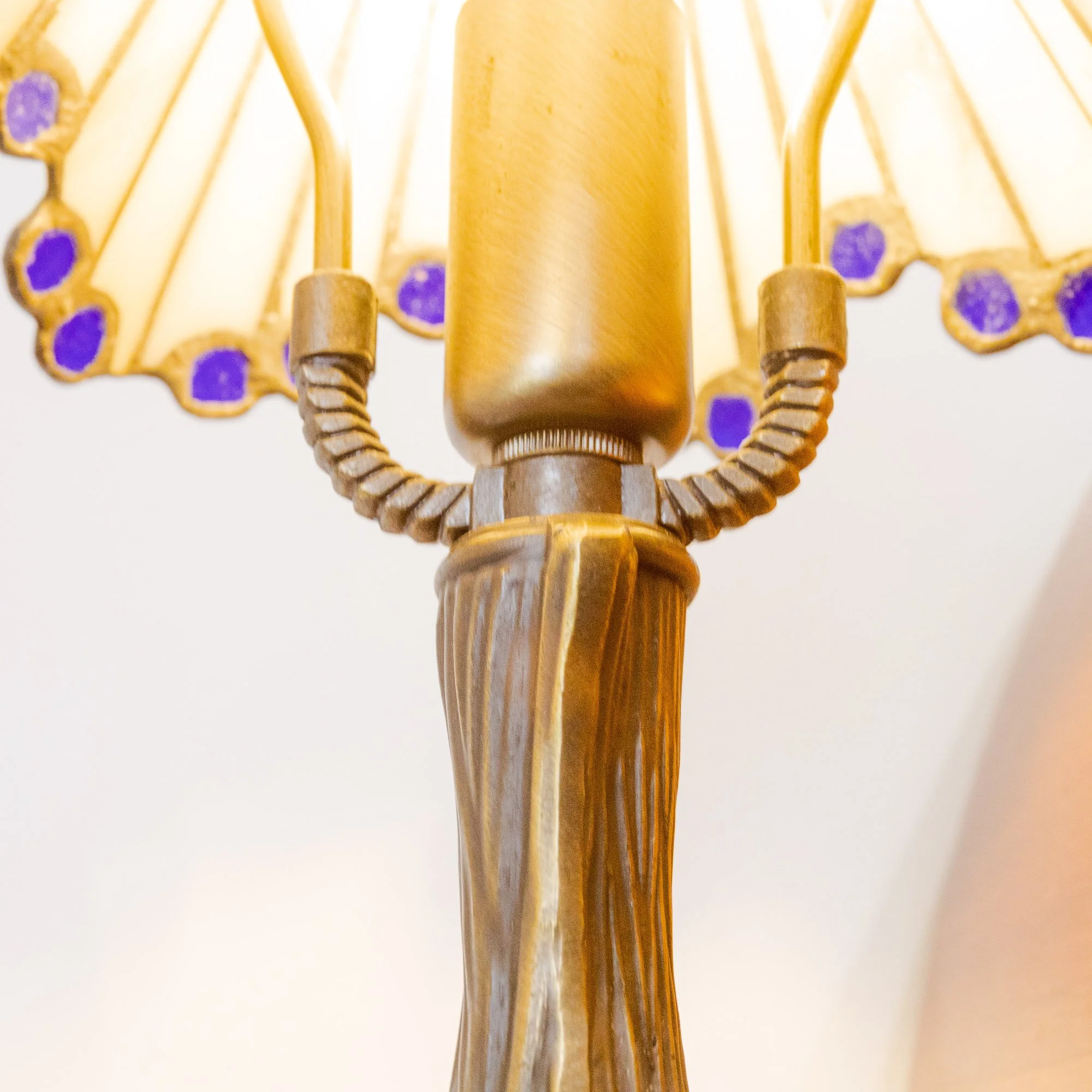 Pair of Tiffany Style Geometric Art Deco Table Lamps