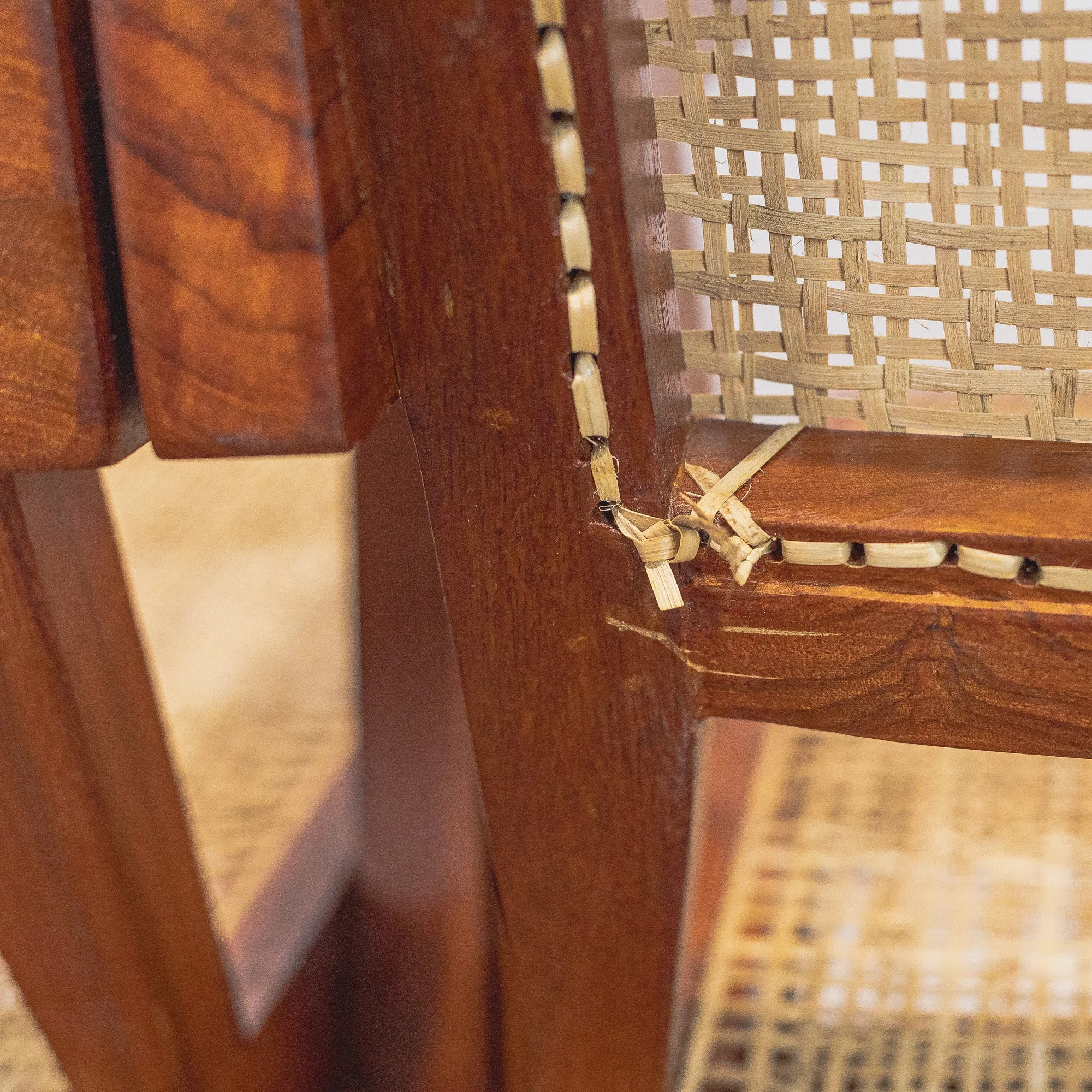 Pierre Jeanerette Style Teak and Cane Boomerang Chairs x2-12.jpg