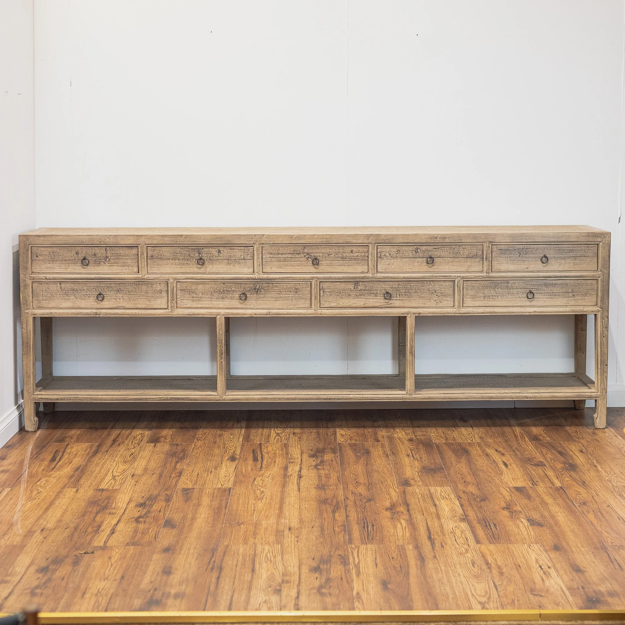 Reclaimed Silvered Elm Large 9 Drawer Console Table -1.jpg