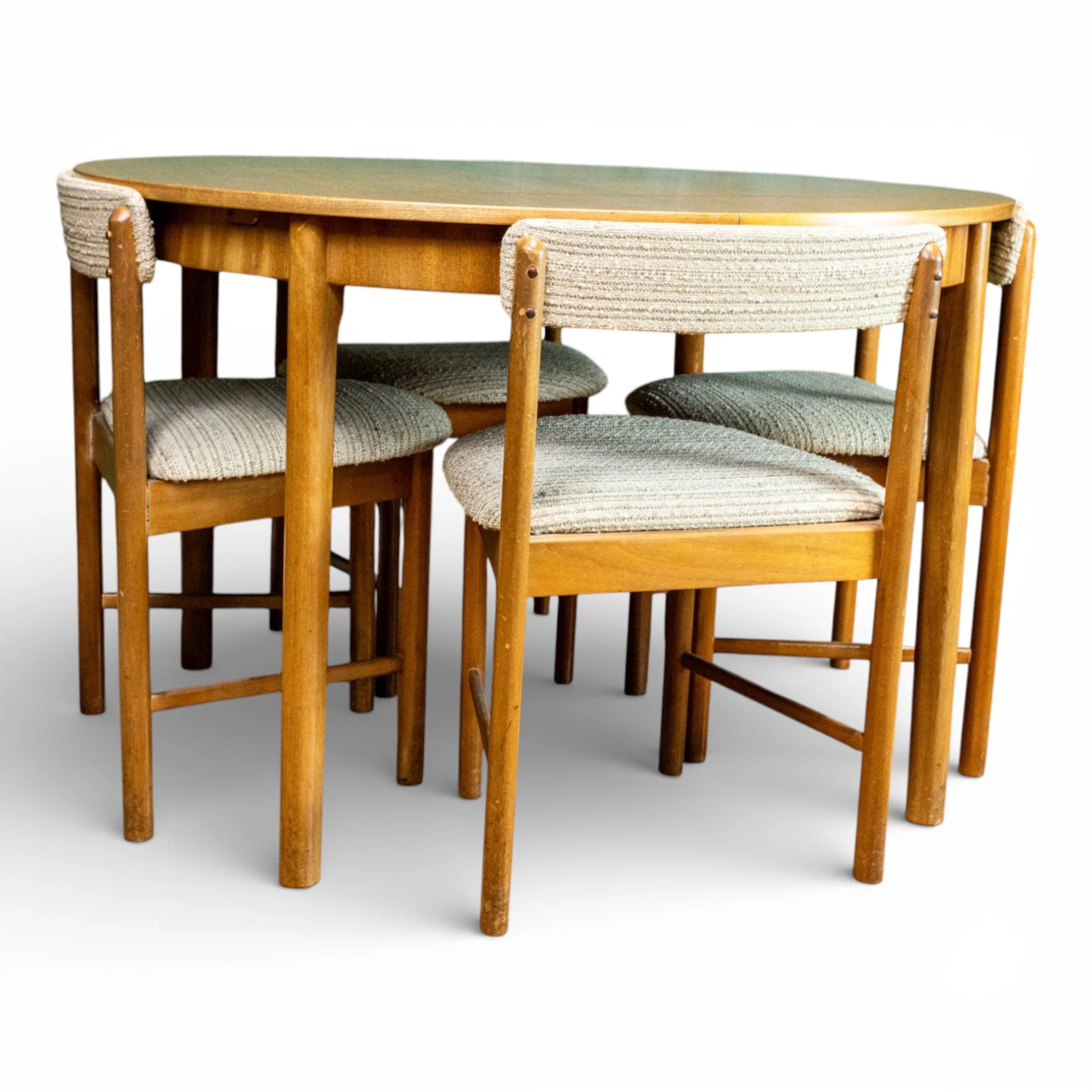McIntosh Tuck Under Teak Round Dining Table and Chairs Set
