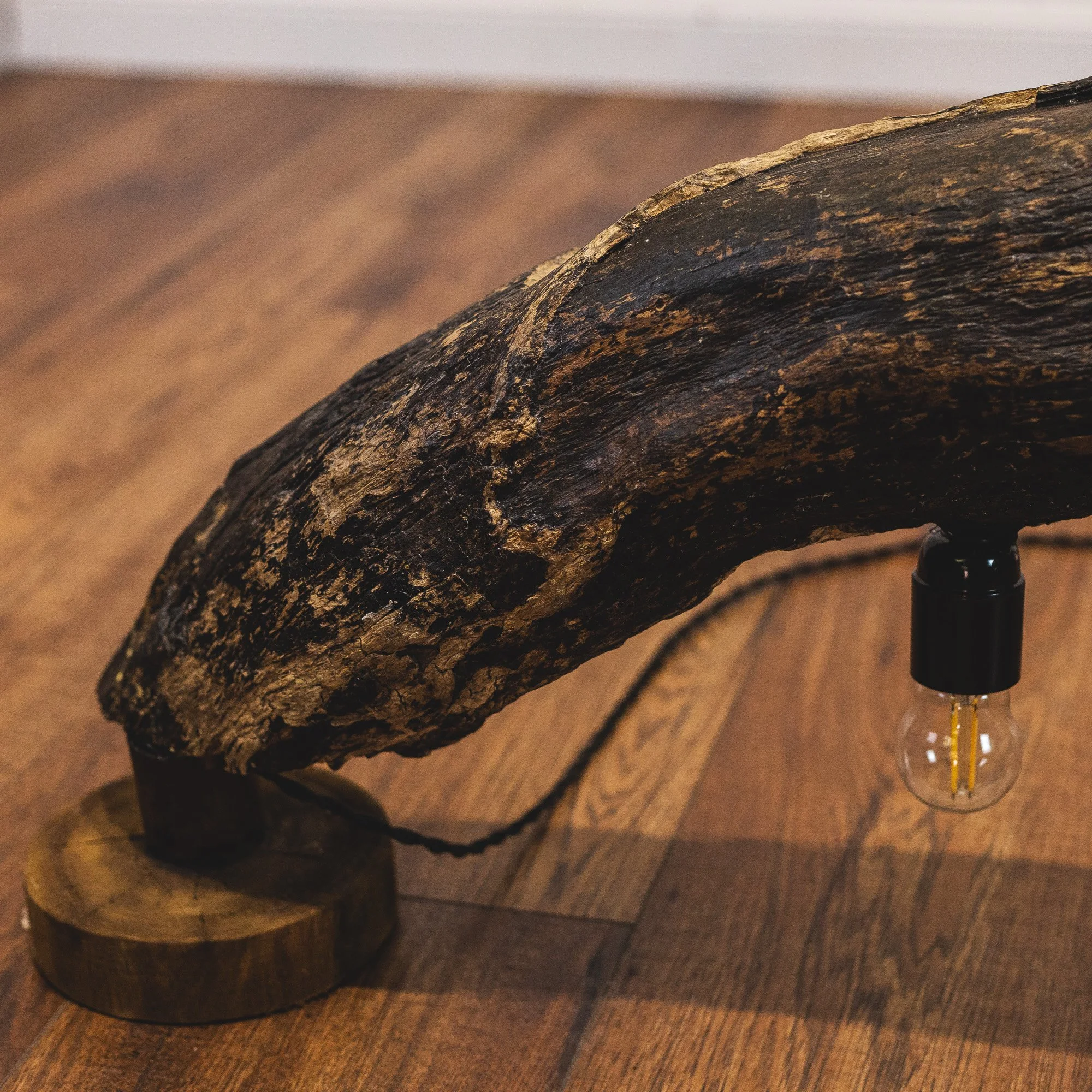 Natural Curved Driftwood Statement Table Lamp