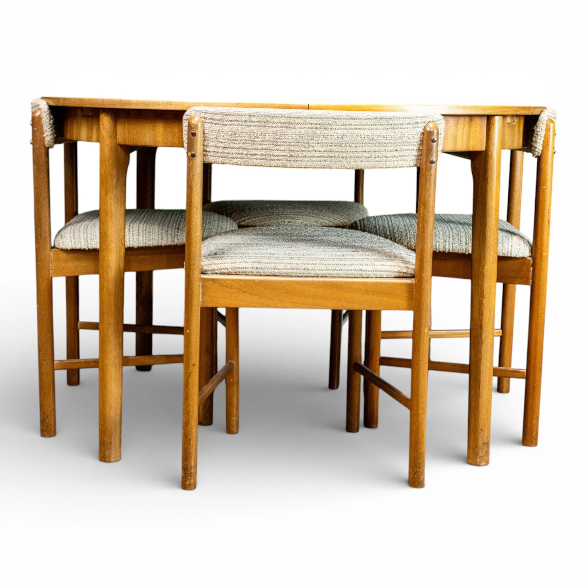 McIntosh Tuck Under Teak Round Dining Table and Chairs Set