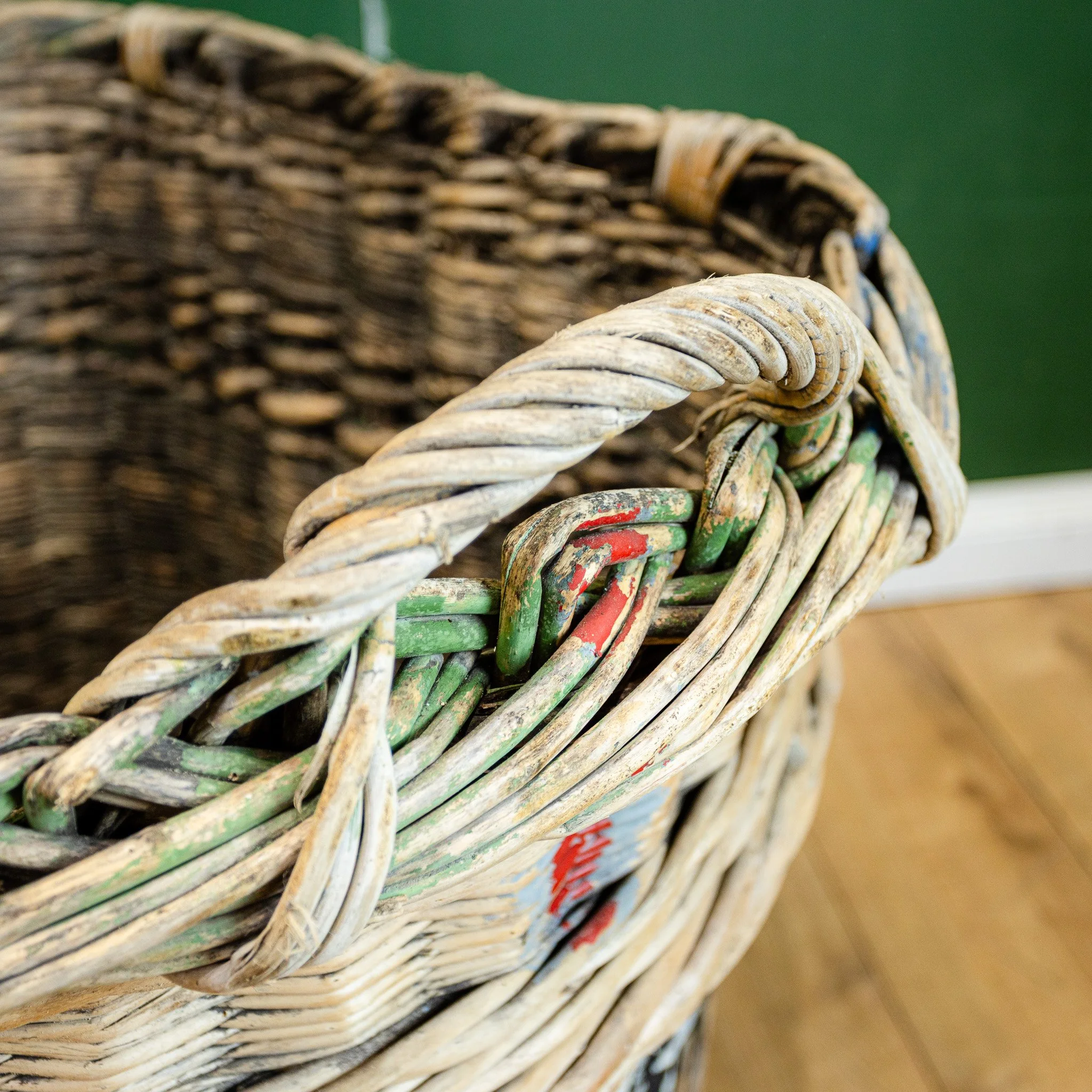 Reclaimed French Wicker Champagne Grape Basket
