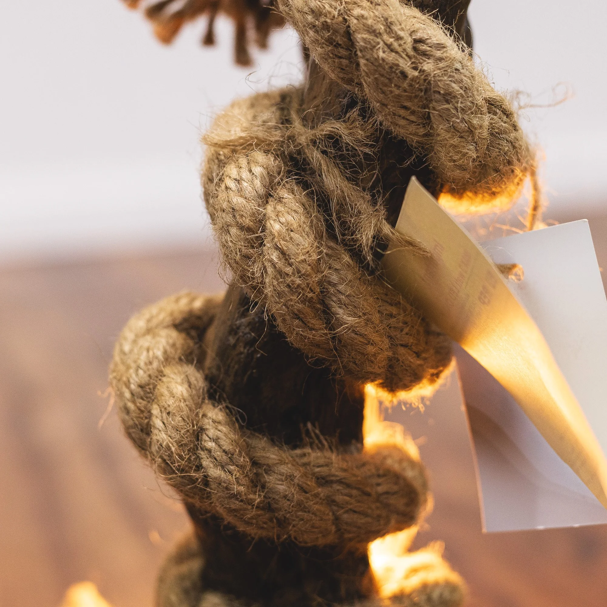 Handcrafted Natural Driftwood and Rope Twist Table Lamp – No. 2