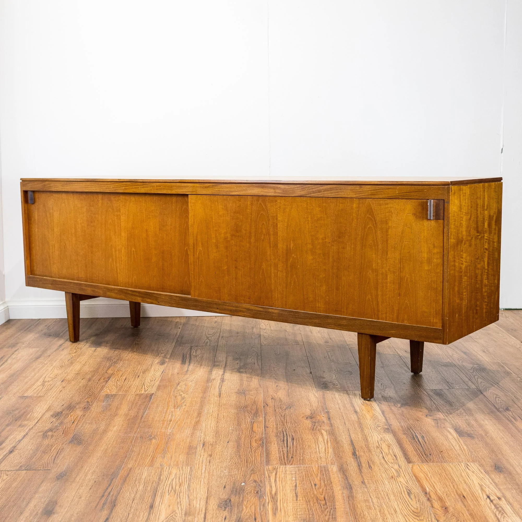 Archie Shine Long Teak Sliding Door Sideboard
