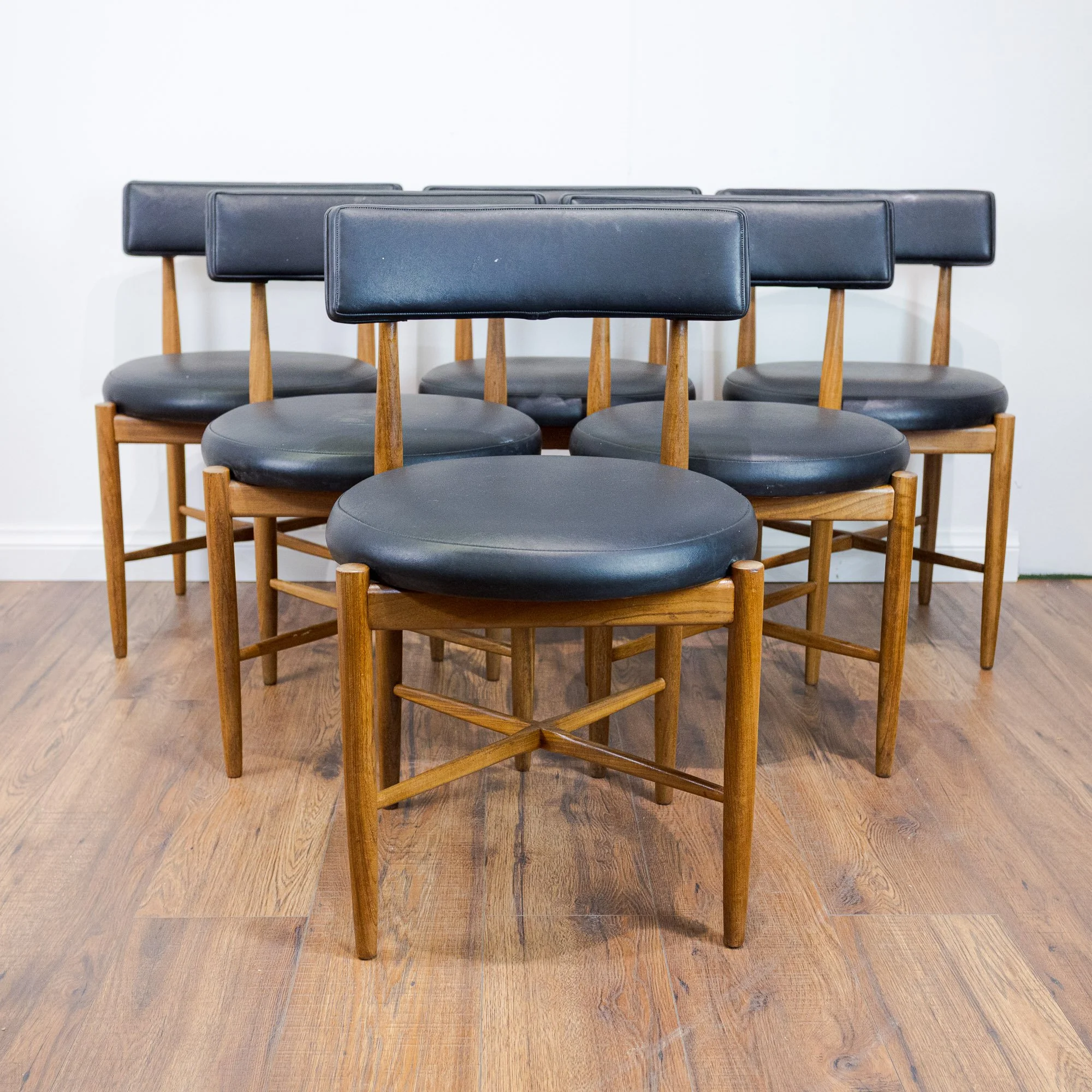 6x G Plan Fresco Round Dining Chairs by Victor B. Wilkins