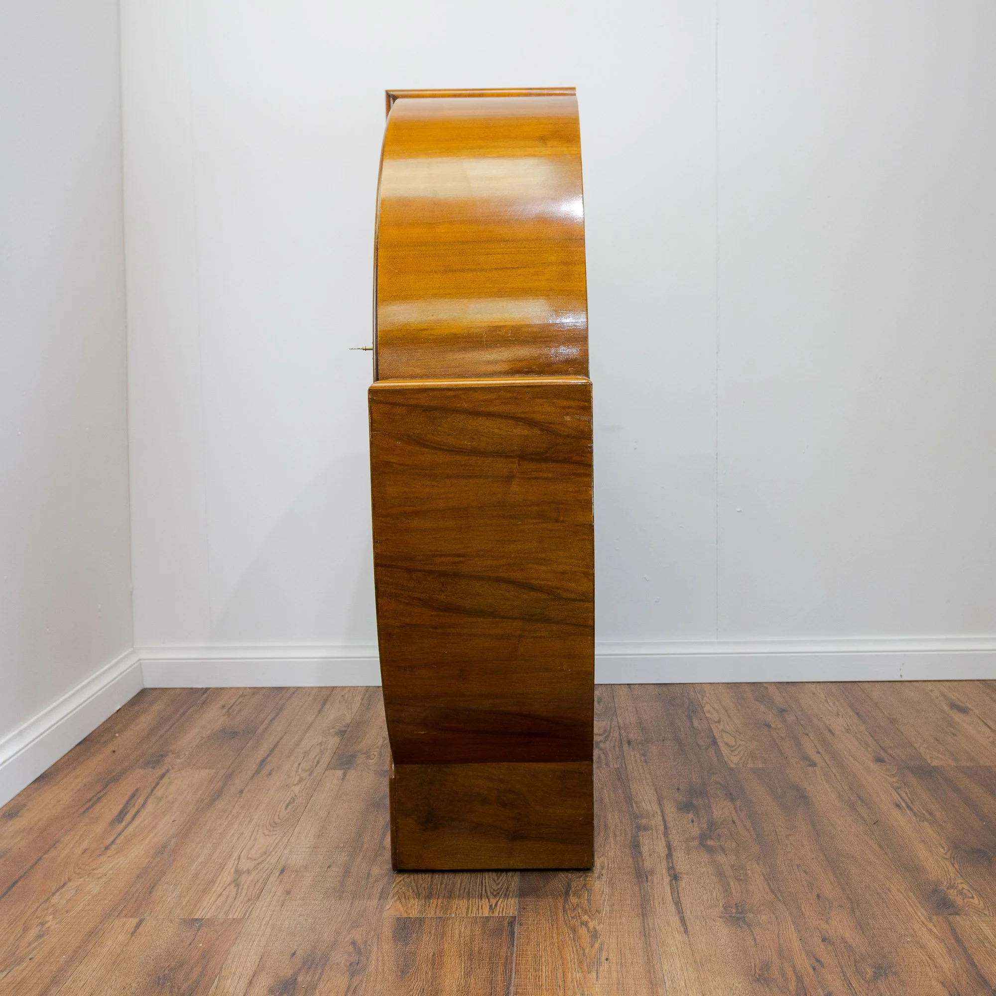 Art Deco Walnut Circular Shouldered Display Cabinet
