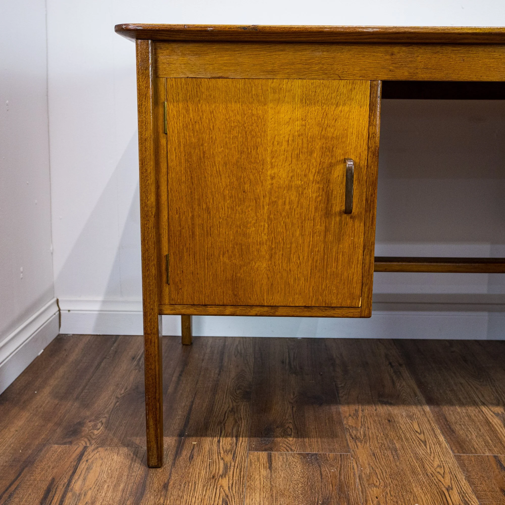 1950s Large Oak Office Pedestal Desk