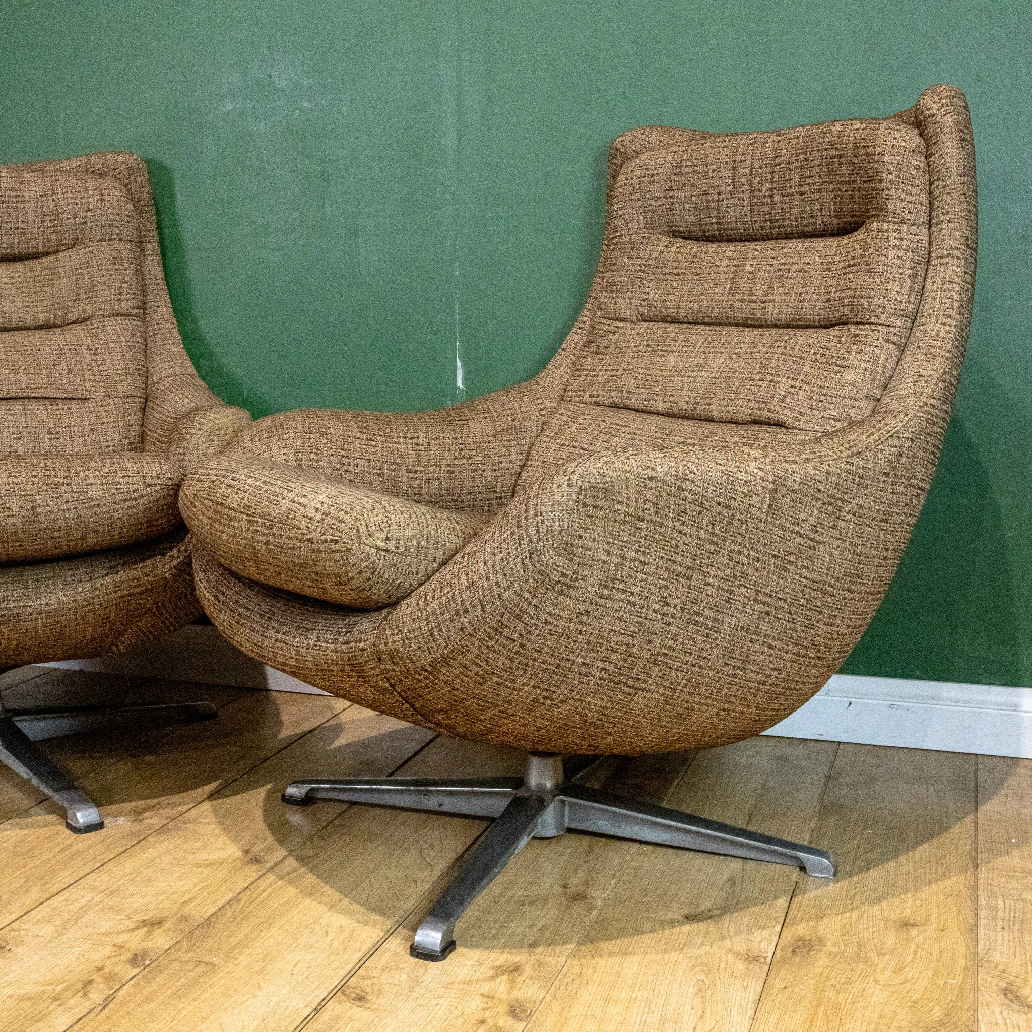 Pair of Mid-Century Swivel Armchairs