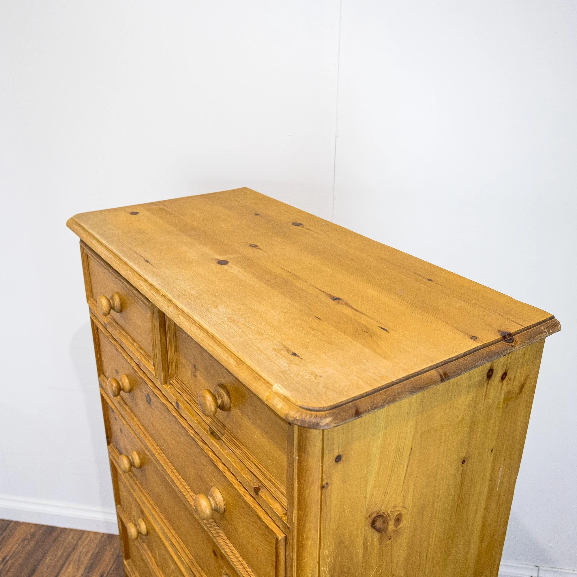 Victorian-Style Pine Seven-Drawer Tallboy