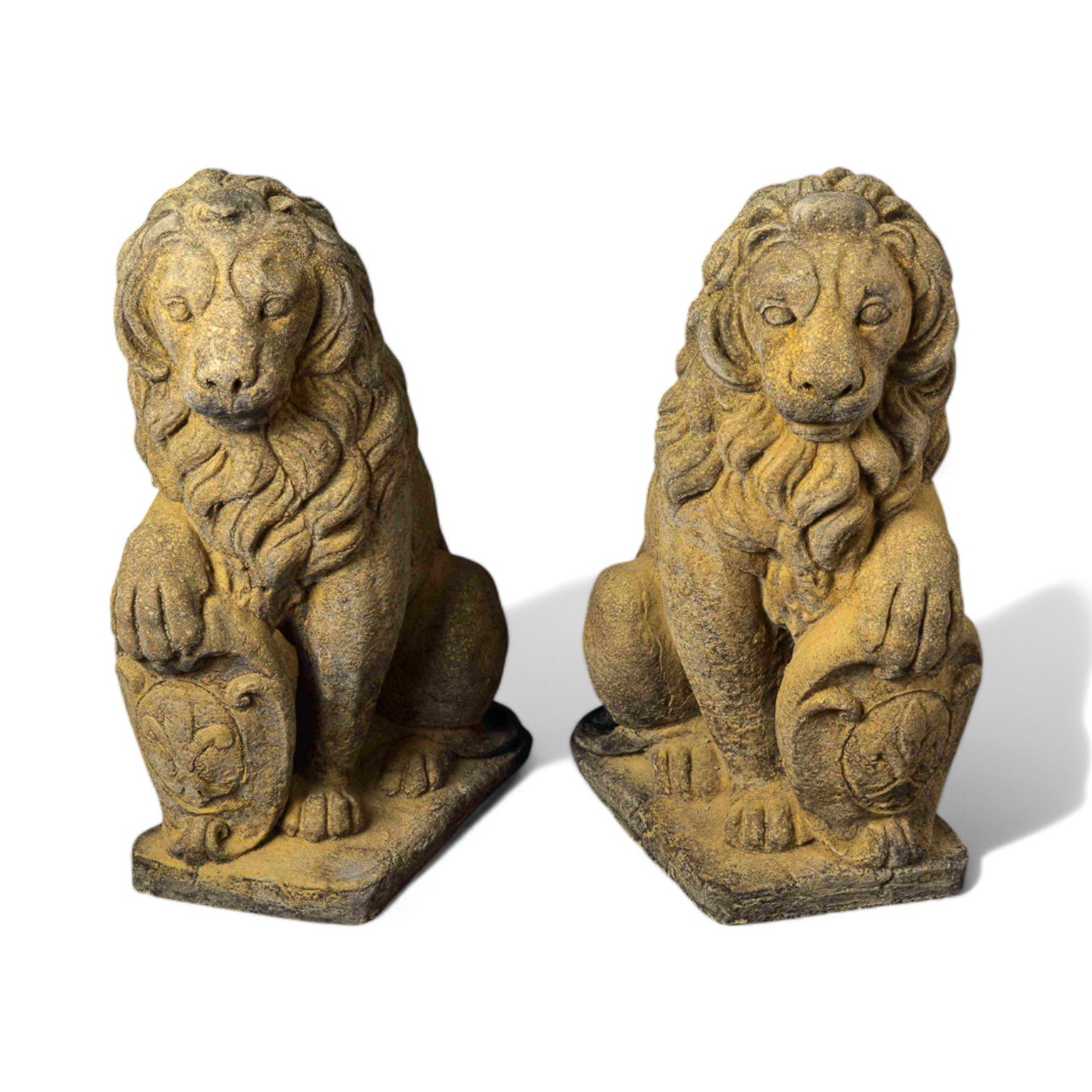 Pair of English Stone Heraldic Lions