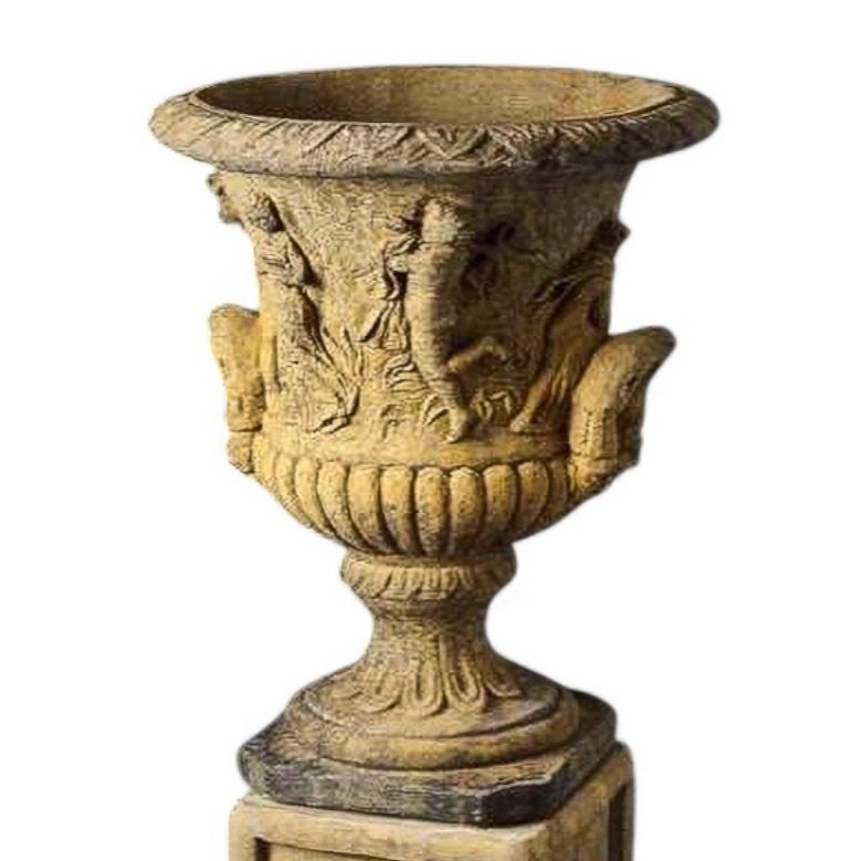 Large English Stone Double Handled Greek Urns