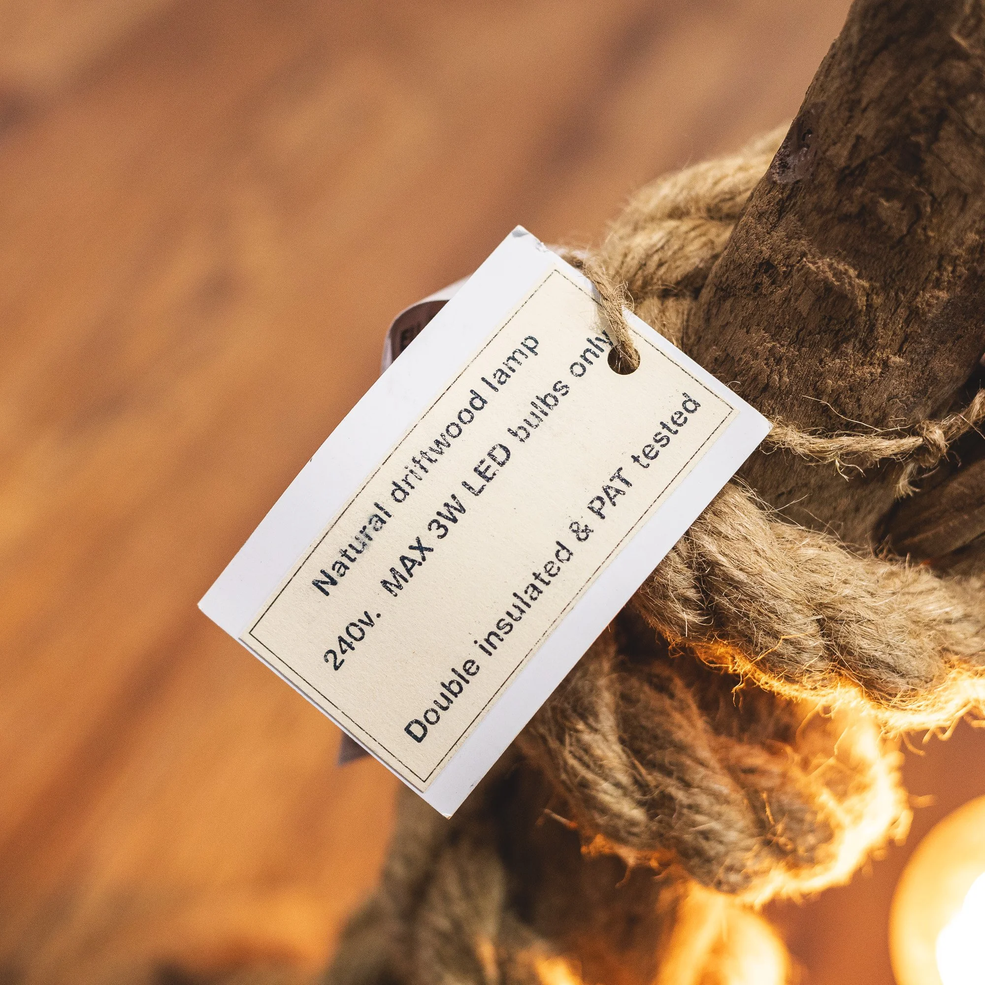 Handcrafted Natural Driftwood and Rope Twist Table Lamp