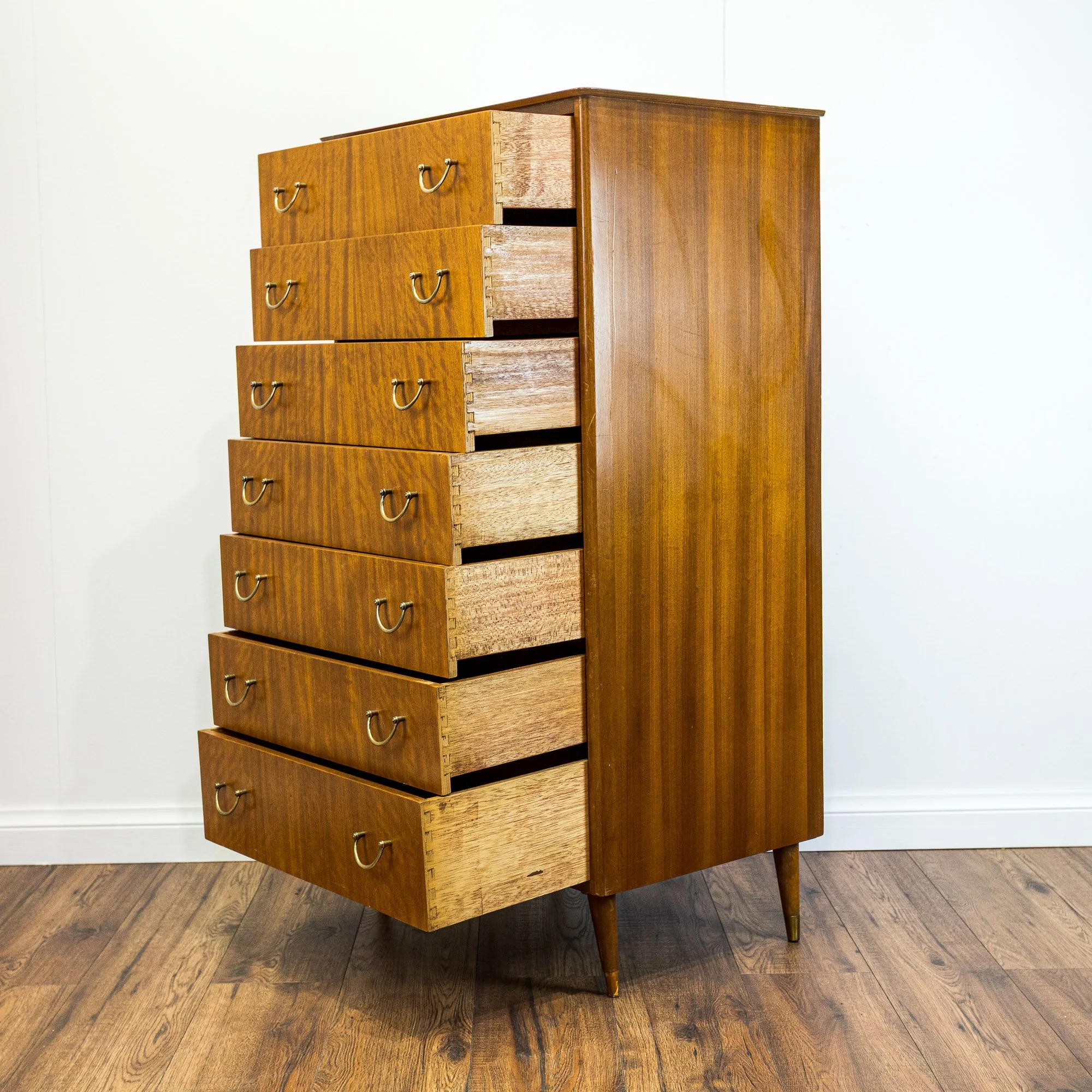 Mid-Century Teak 7 Drawer Tallboy