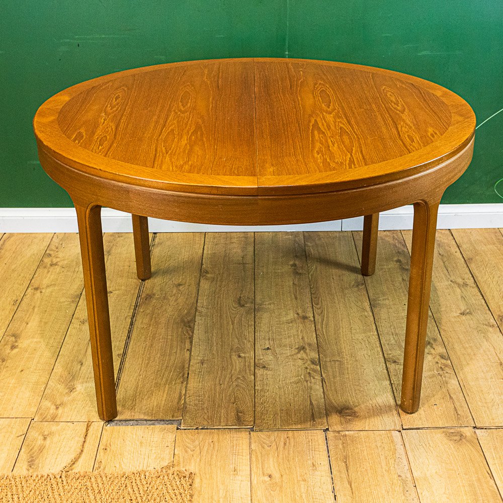 Nathan Round Extending Crossbanded Teak Dining Table