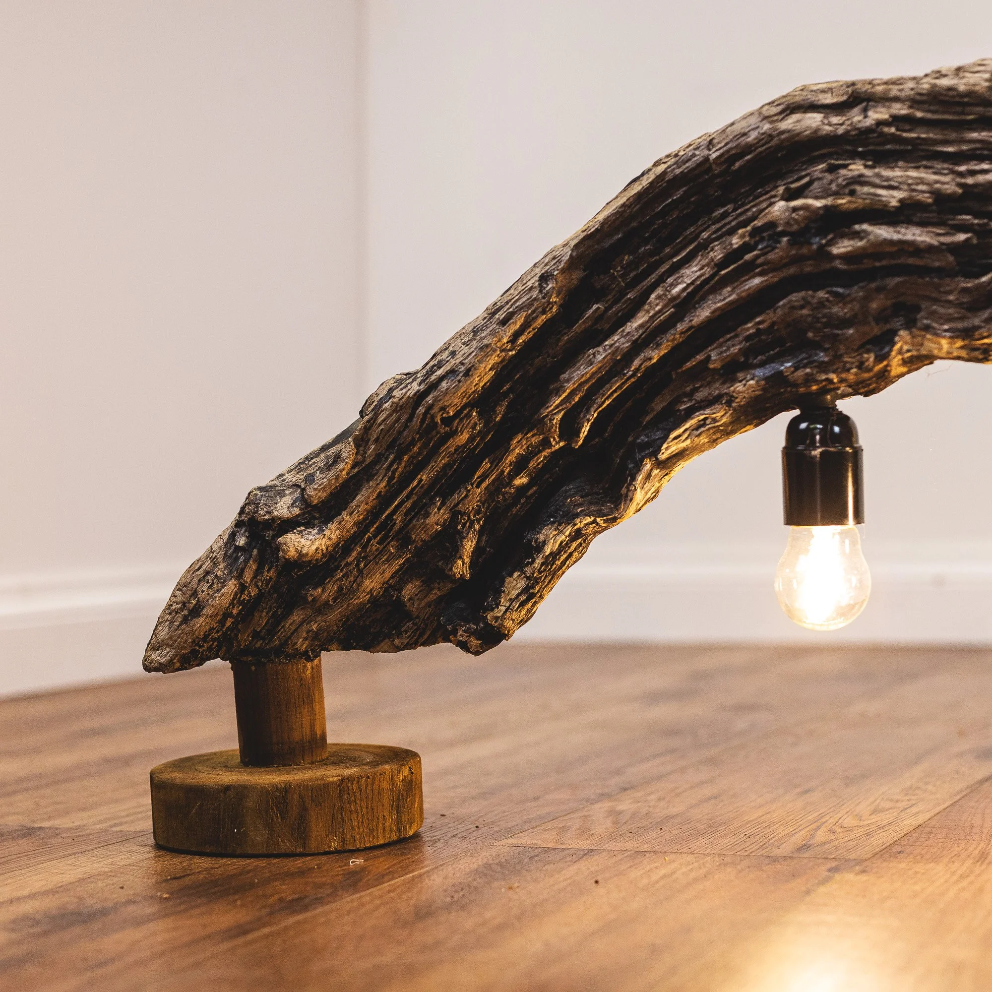 Natural Curved Driftwood Statement Table Lamp