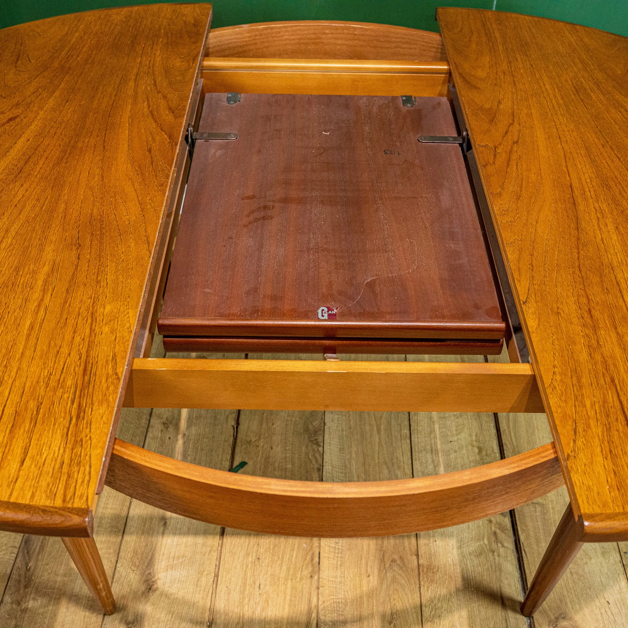G Plan Fresco Round Teak Extending Dining Table