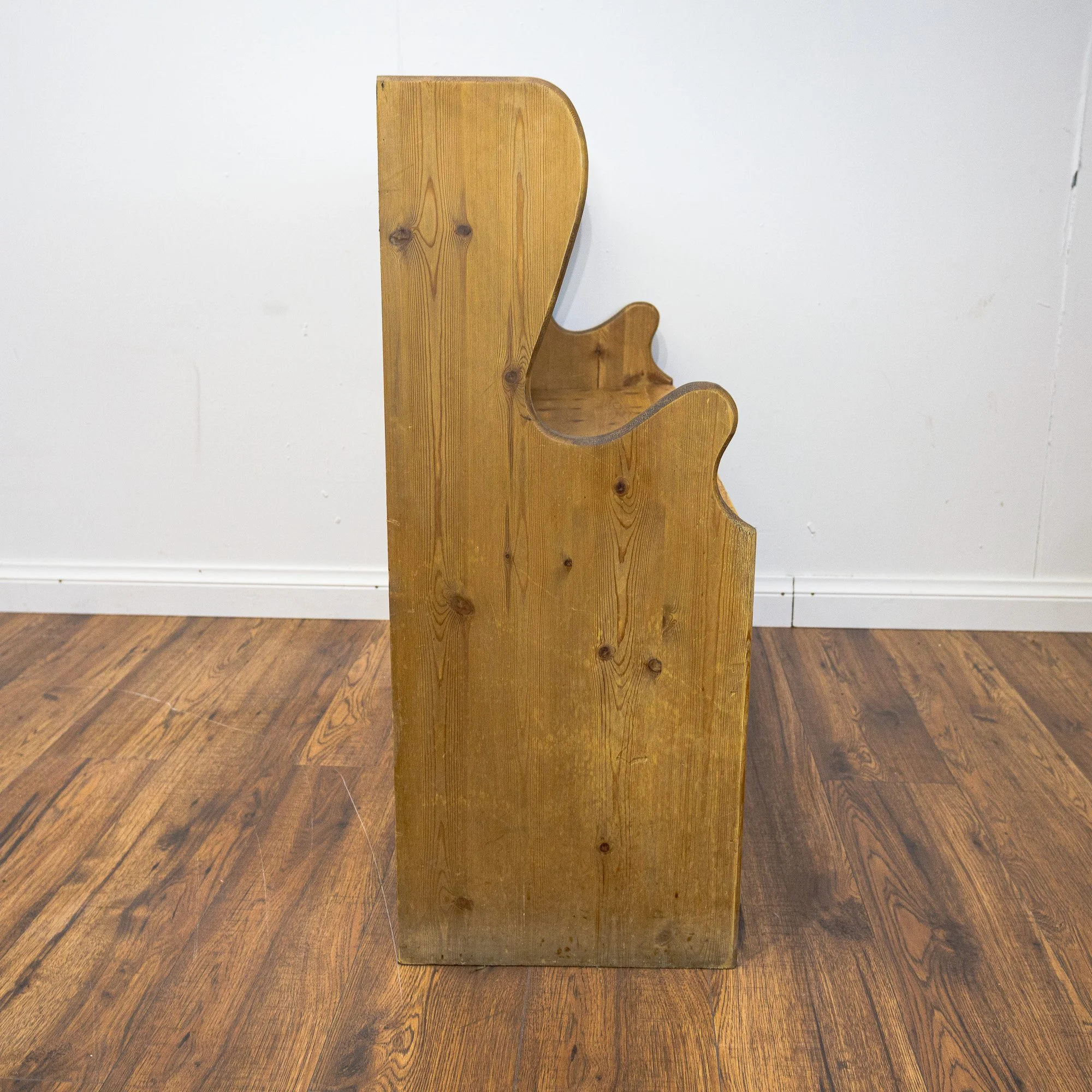 Carved Pine Monks Bench with Storage