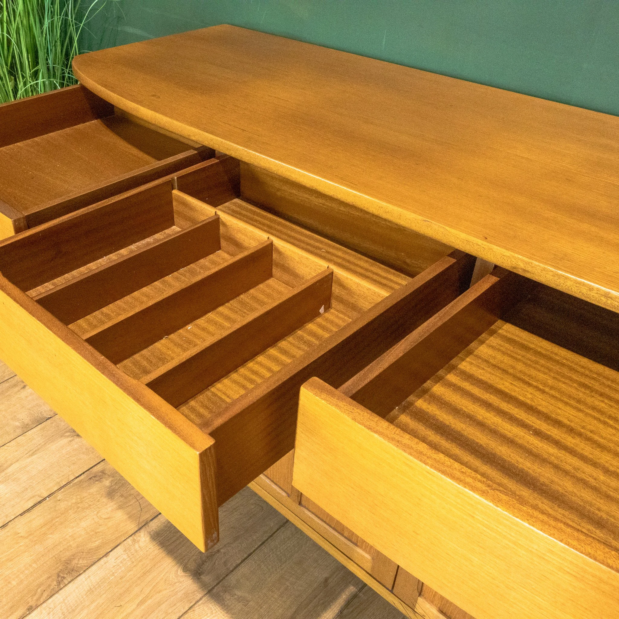 Nathan Squares Curved Teak Sideboard