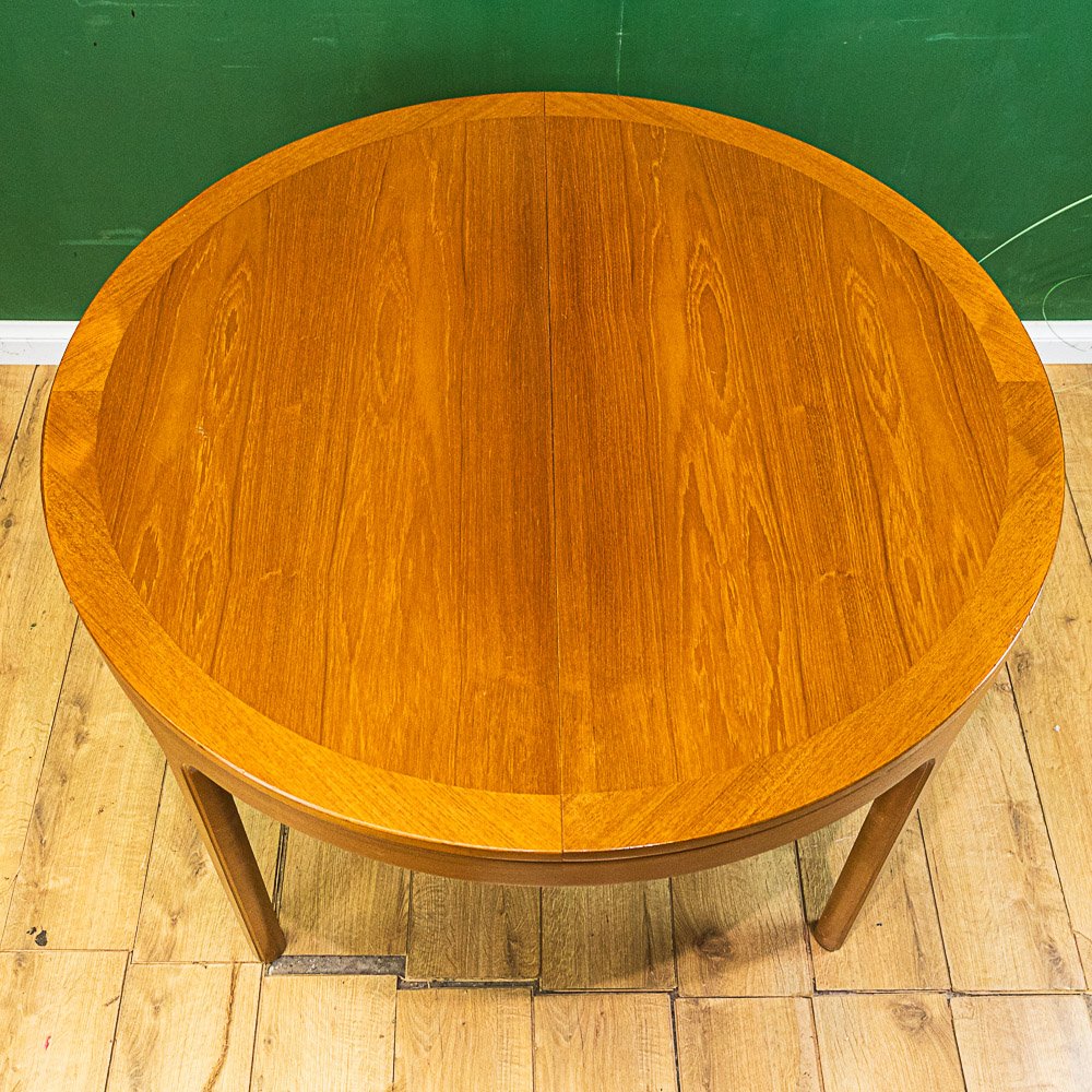 Nathan Round Extending Crossbanded Teak Dining Table
