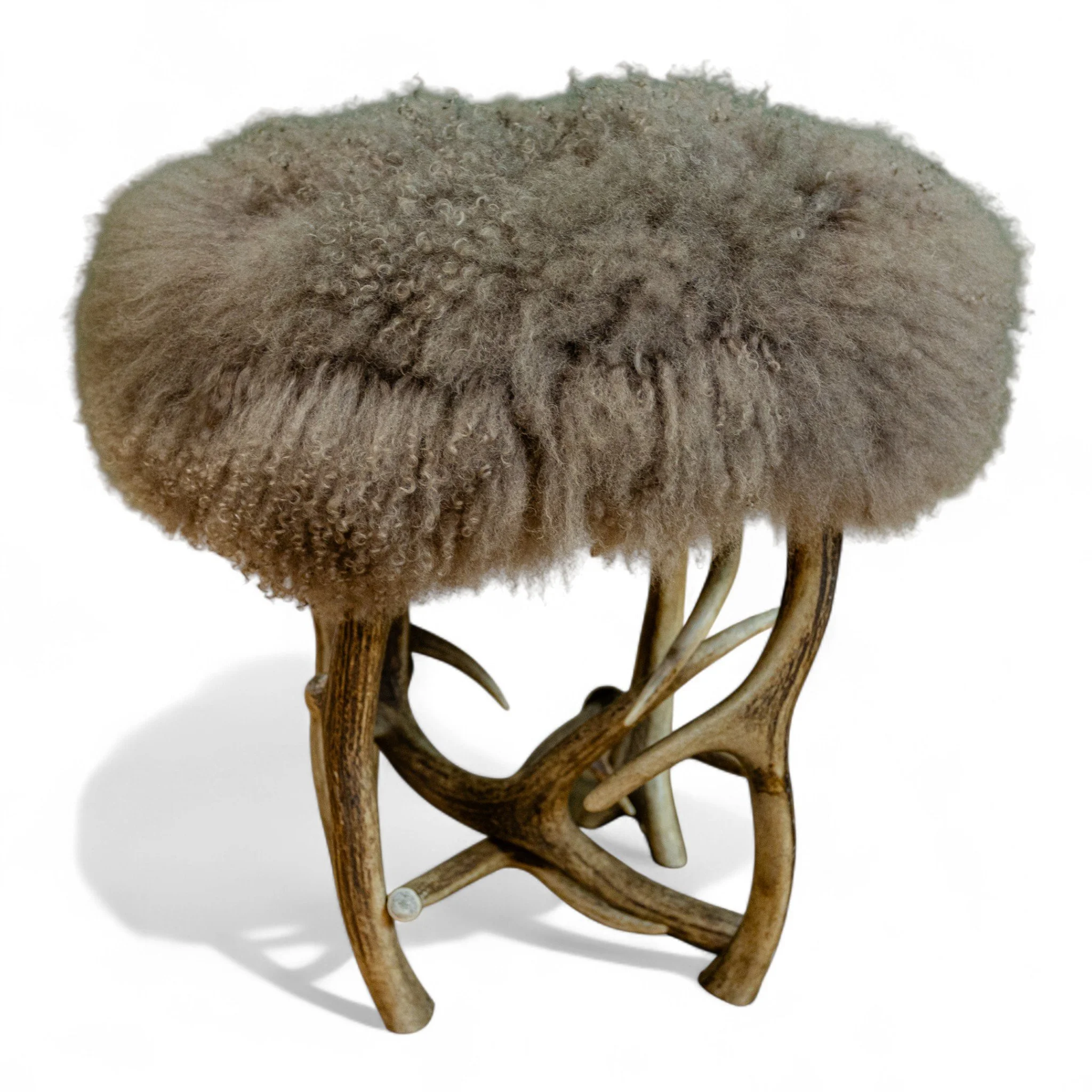 Deer Antler Stool with Merino Wool Cushion