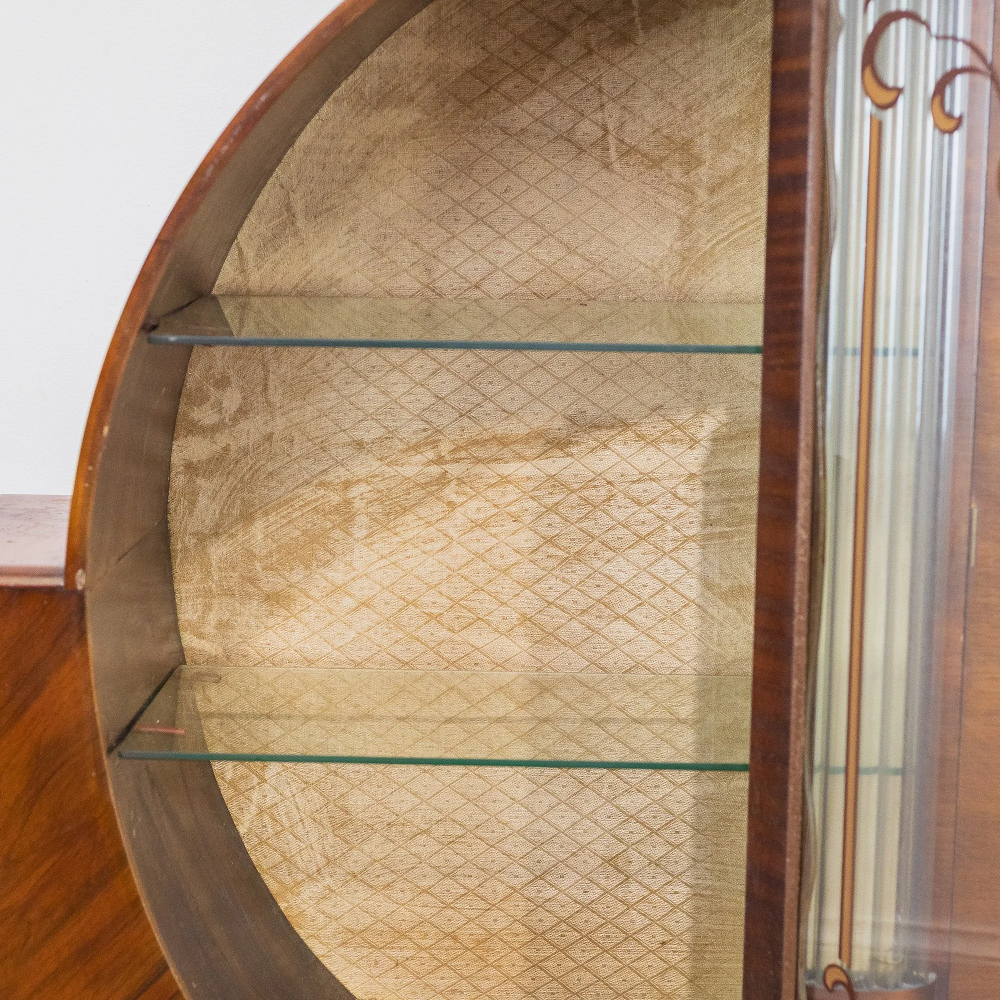 30. Art Deco Walnut Round Glass Door Display Cabinet-11.jpg