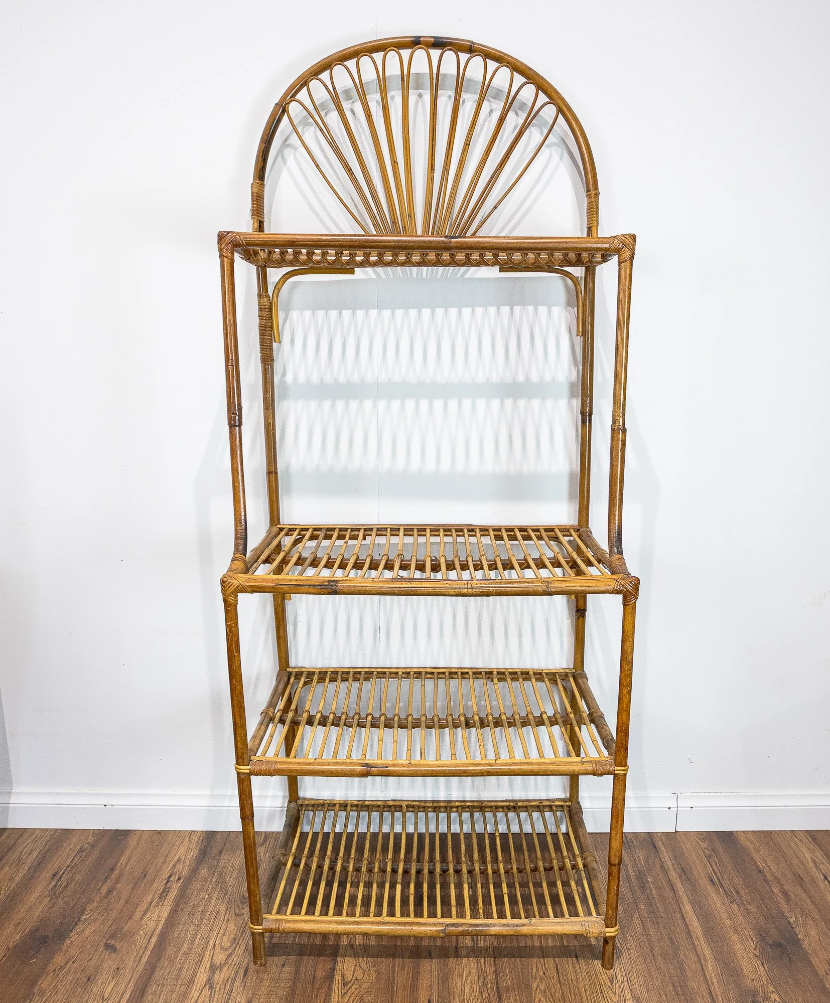 Vintage Arched 4 Tier Bamboo Shelving Unit