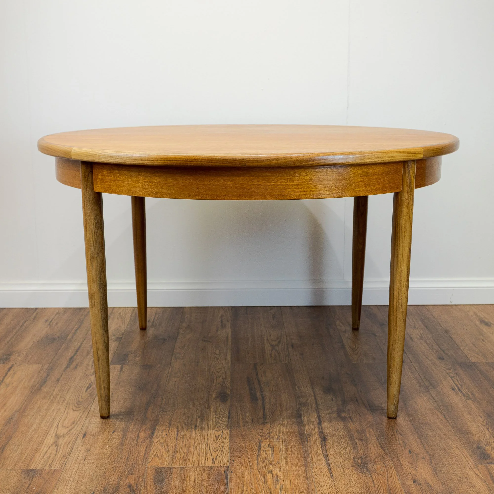 G Plan Fresco Teak Round Extending Dining Table by Victor B. Wilkins
