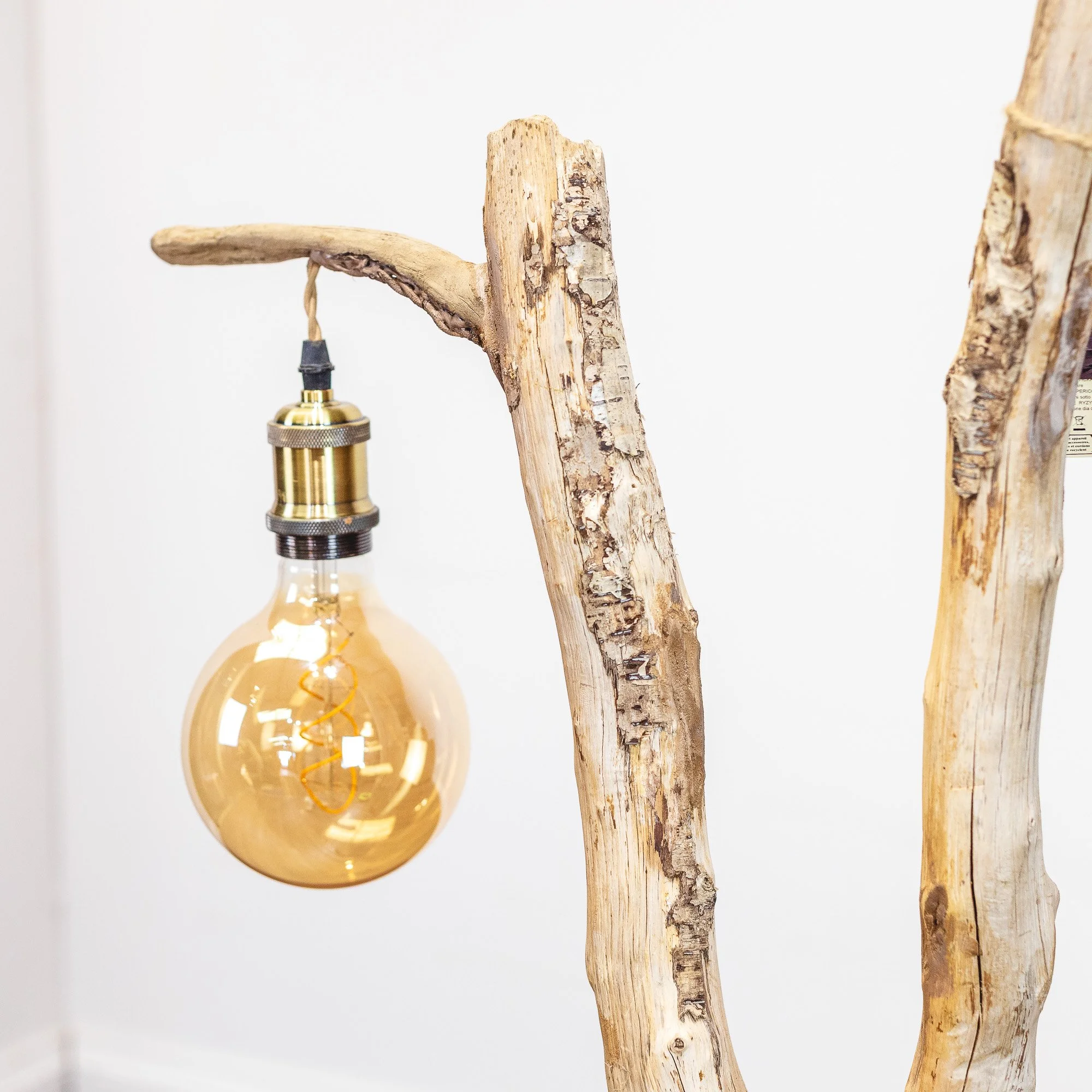 Handmade Driftwood Twin-Bulb Floor Lamp