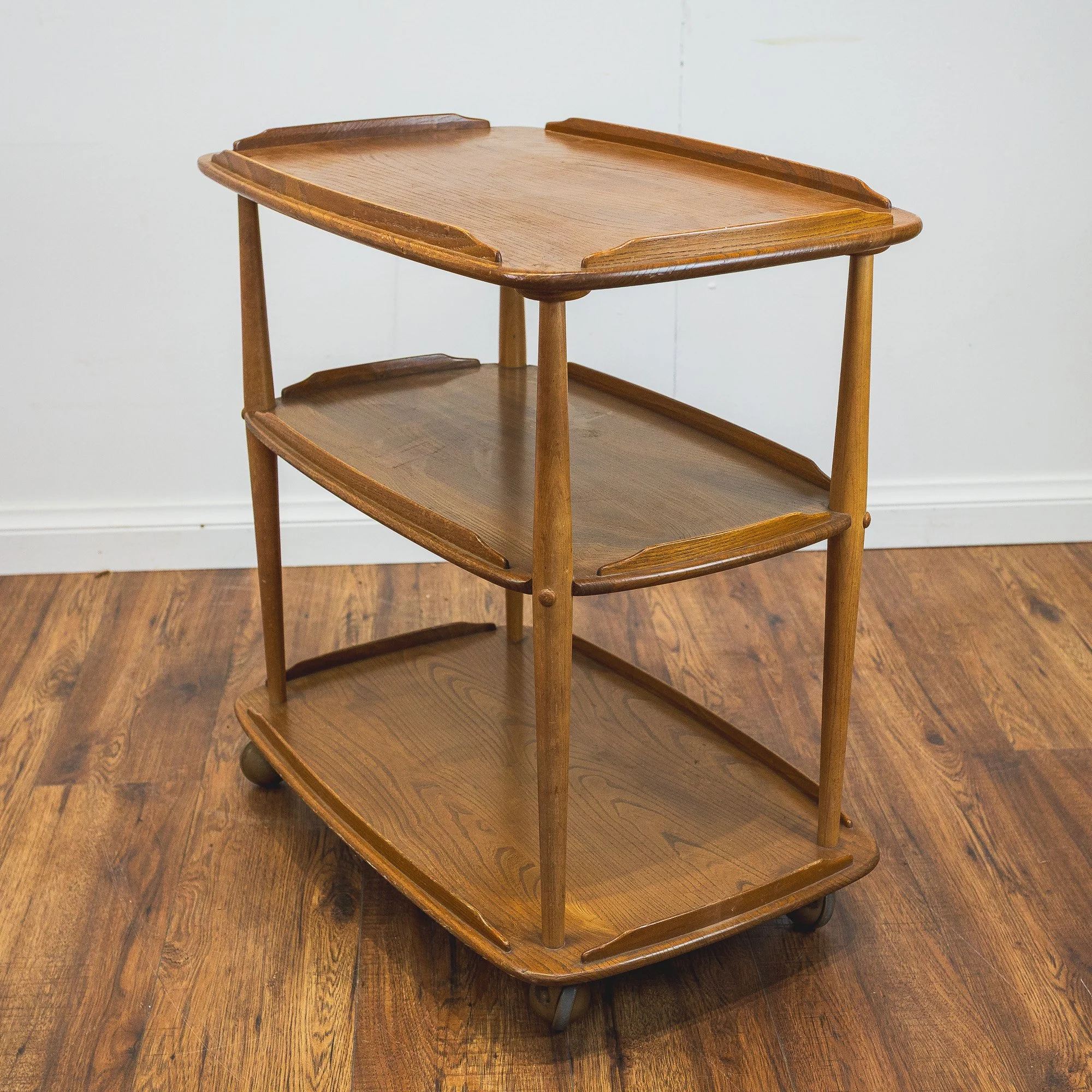3 - Ercol Windsor Elm Model 458 3 Tier Tea Trolley -3.jpg