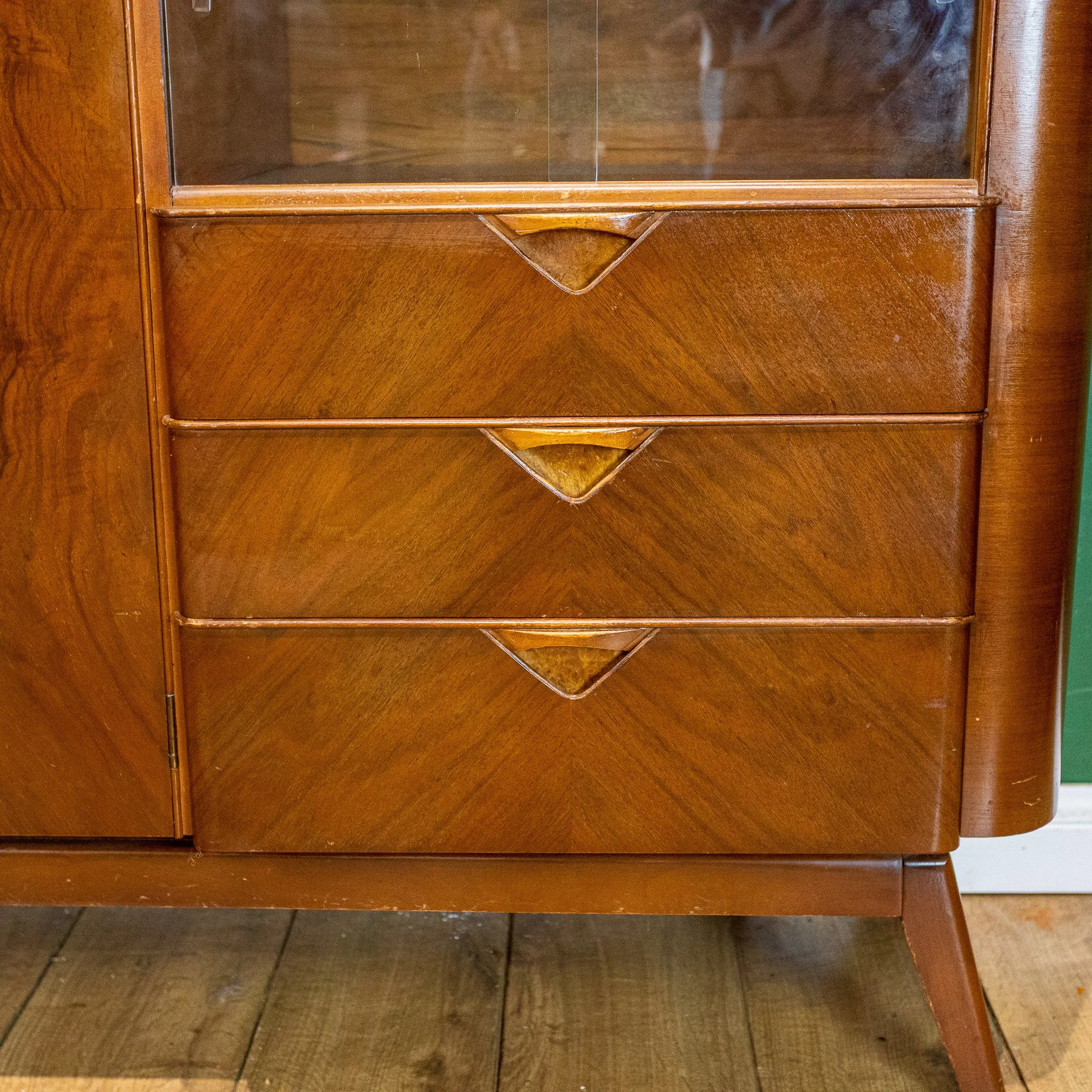 Art Deco Style Walnut Curved Sideboard