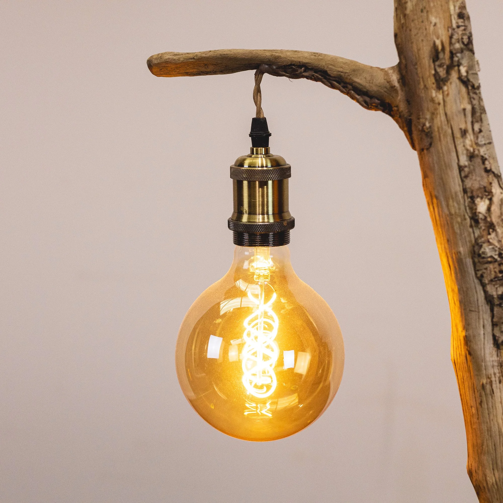 Handmade Driftwood Twin-Bulb Floor Lamp