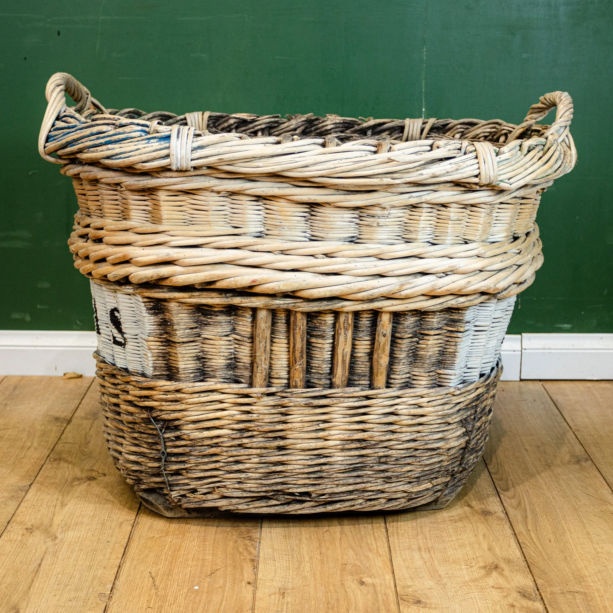 Reclaimed French Wicker Champagne Grape Basket