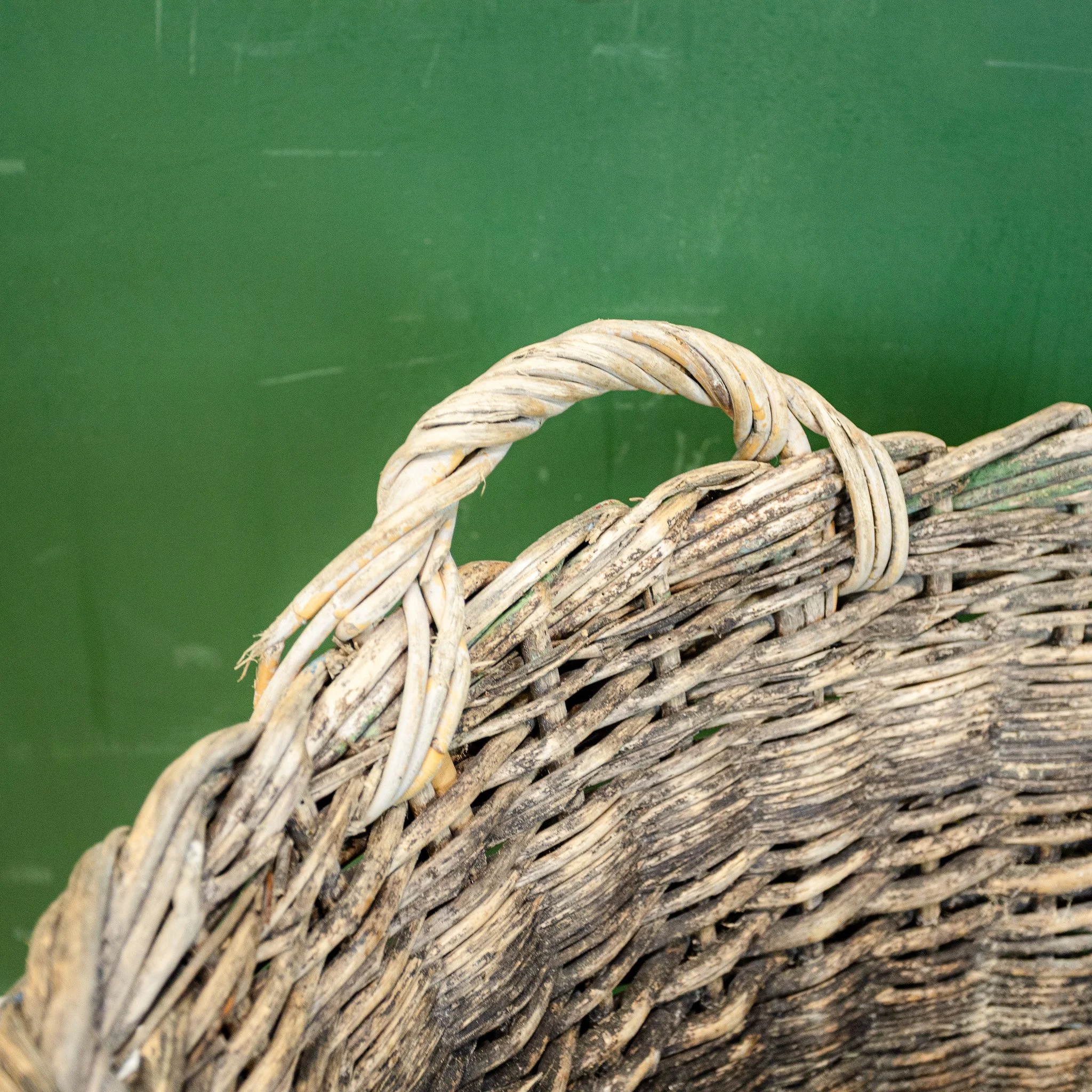 Reclaimed French Wicker Champagne Grape Basket