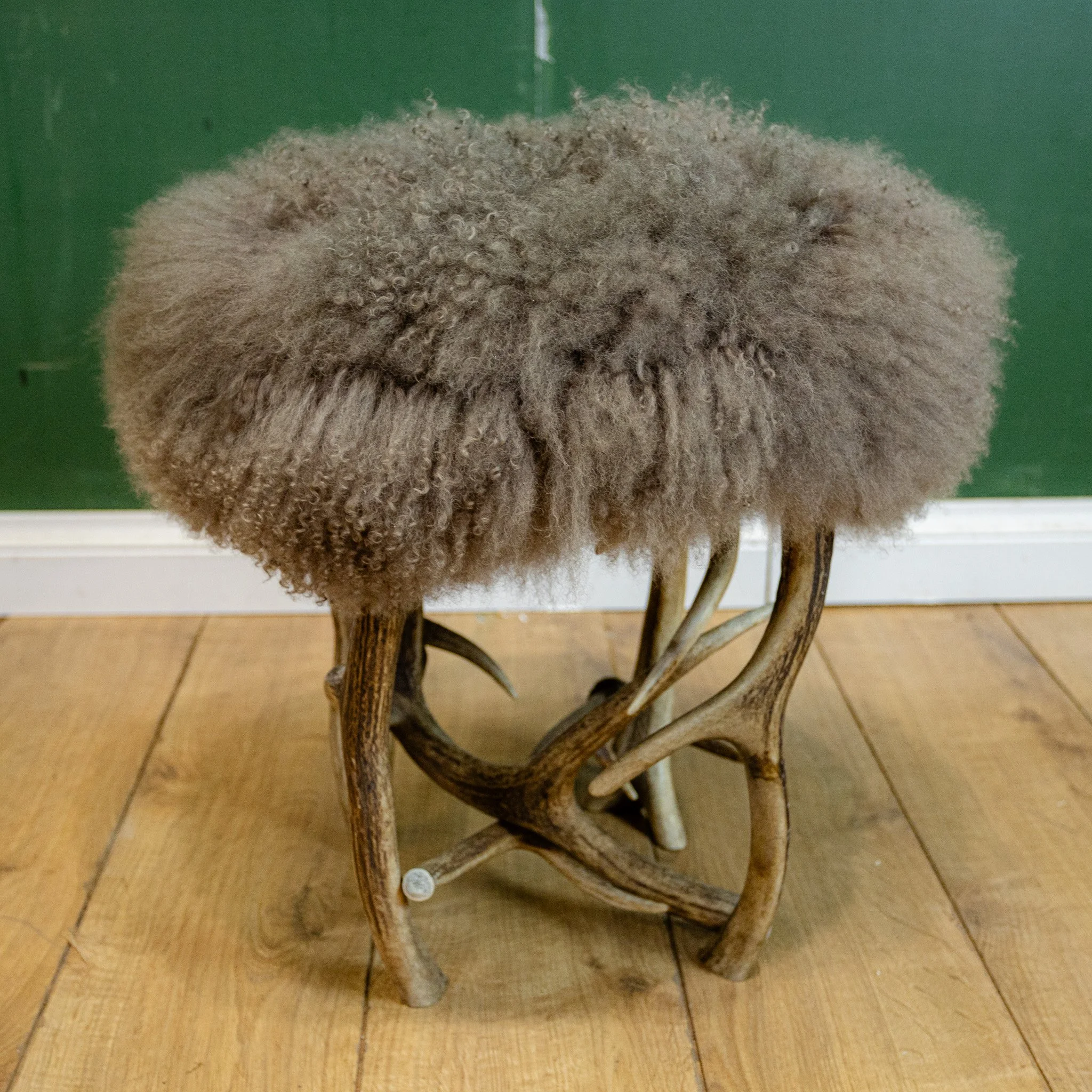Deer Antler Stool with Merino Wool Cushion