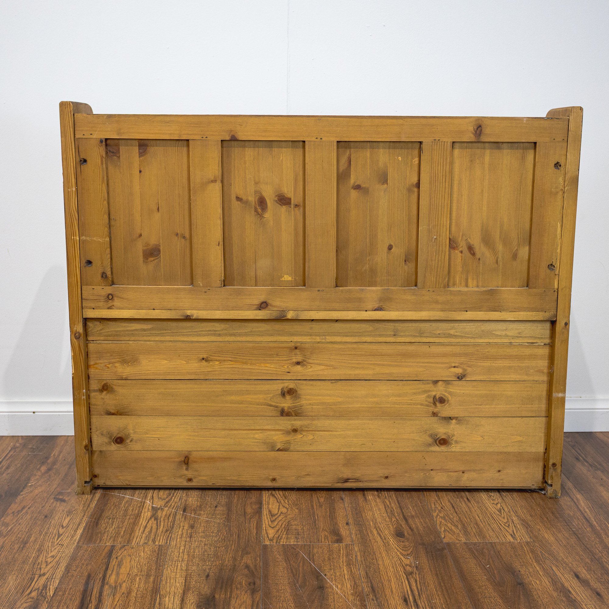Carved Pine Monks Bench with Storage