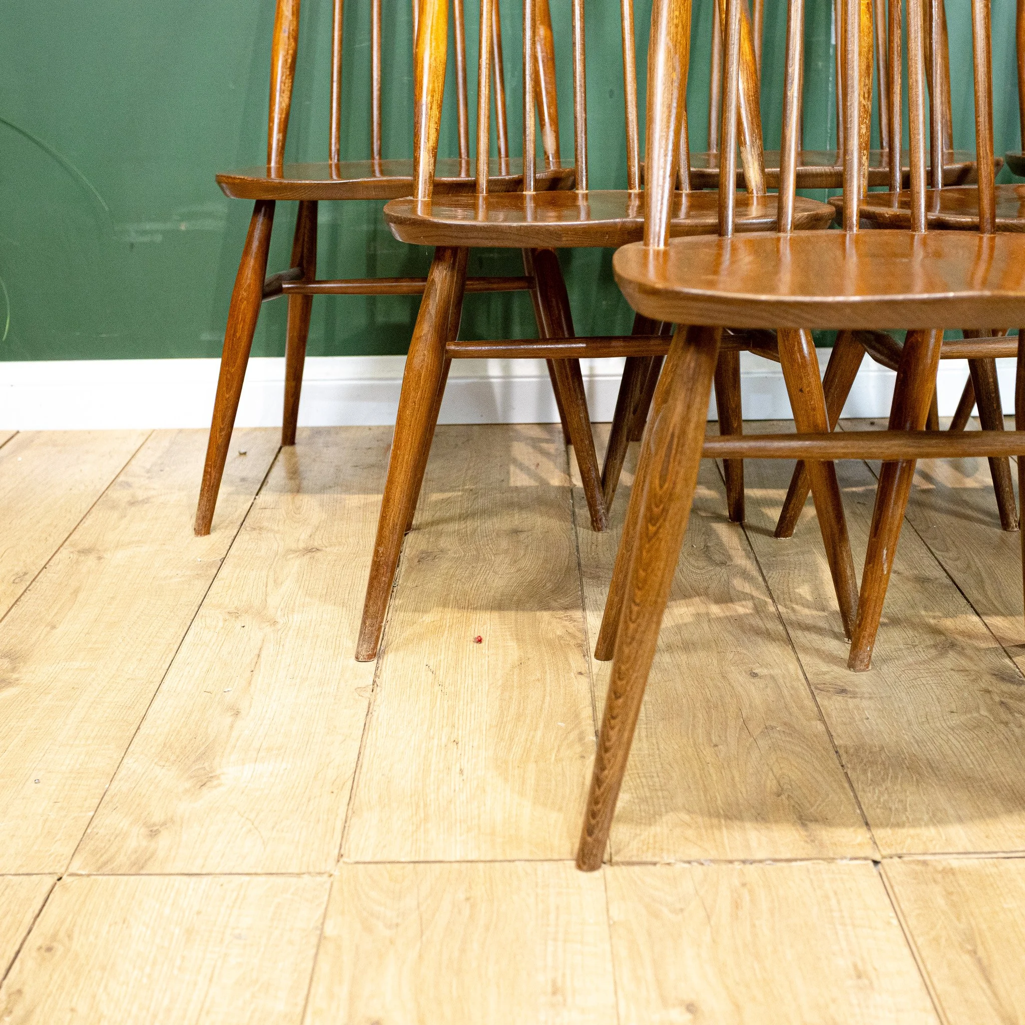 Ercol Blue Label Elm Goldsmith Chairs x6