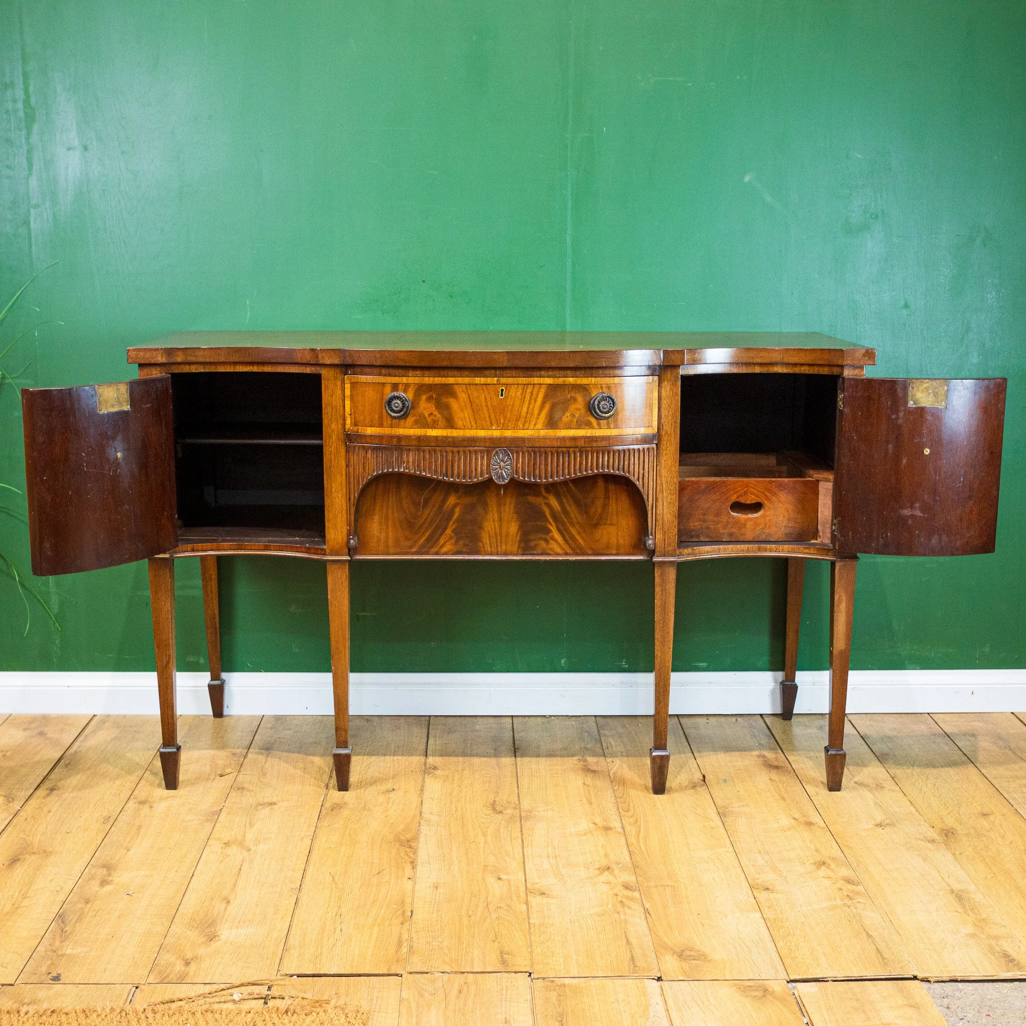 Serpentine Inlaid Mahogany Sideboard