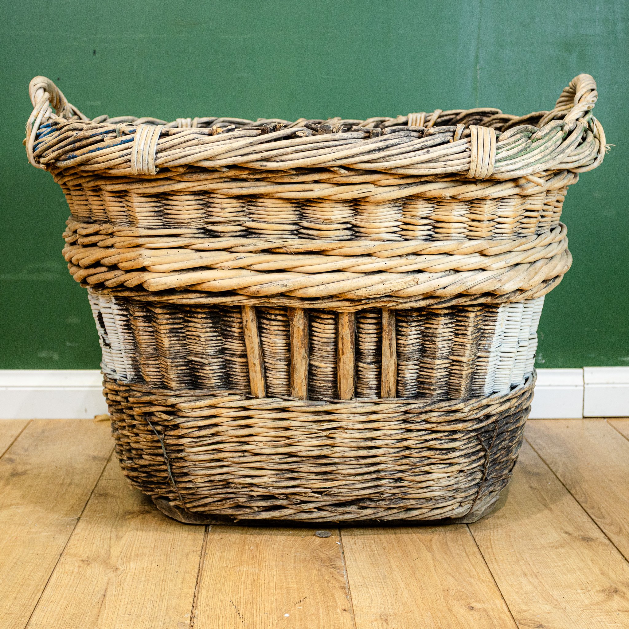 Reclaimed French Wicker Champagne Grape Basket