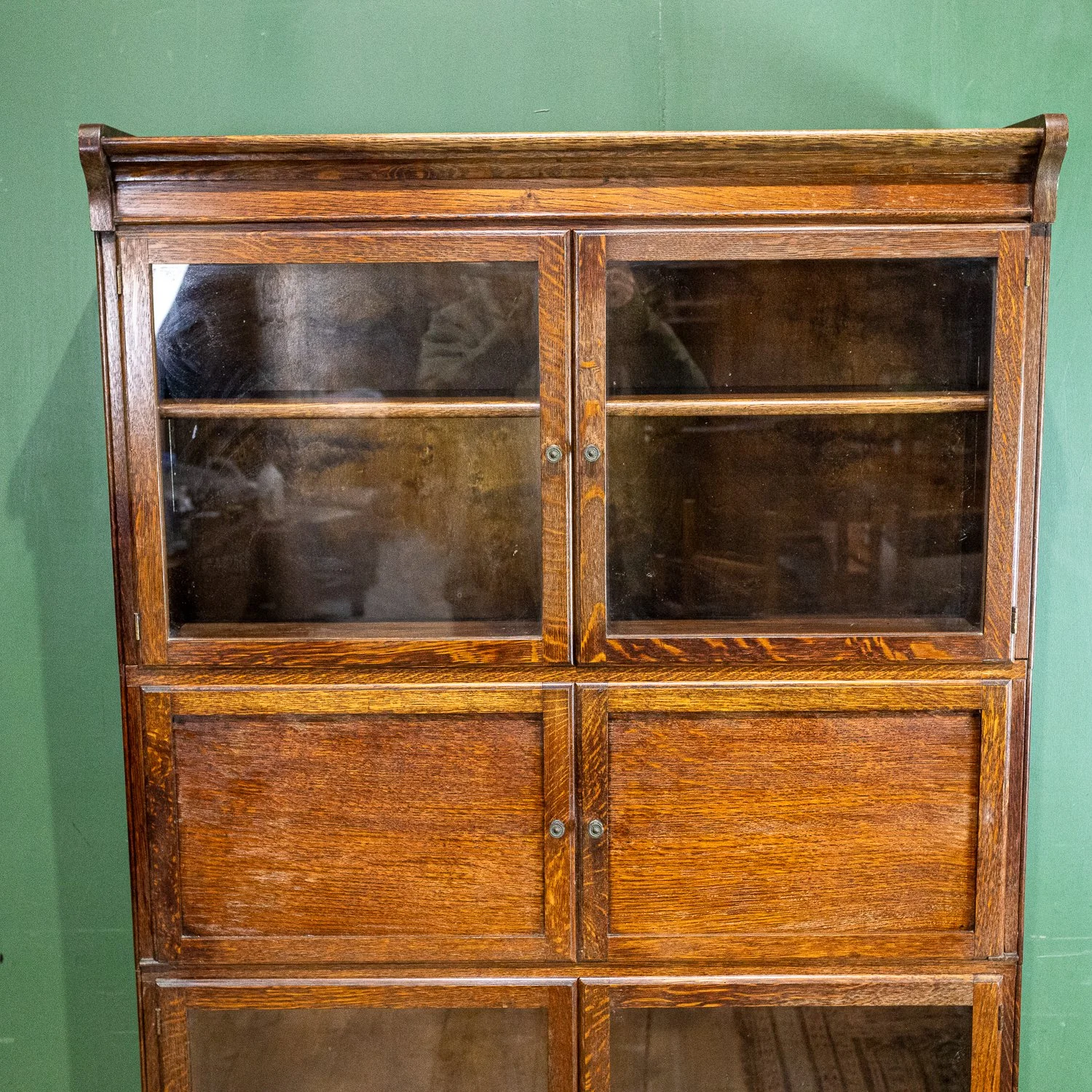 Minty Four Section Oak Stacking Secretaire Bookcase