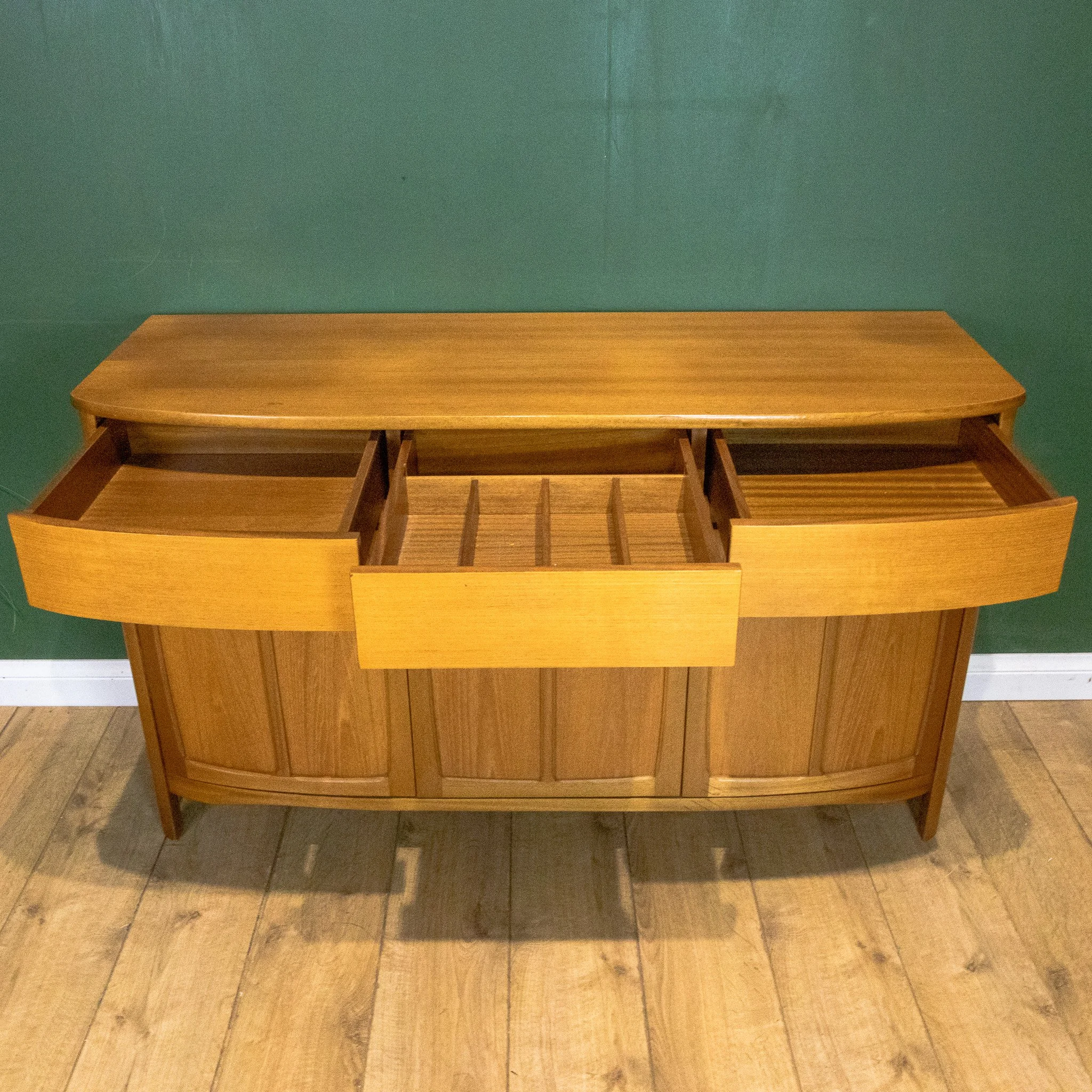 Nathan Squares Curved Teak Sideboard