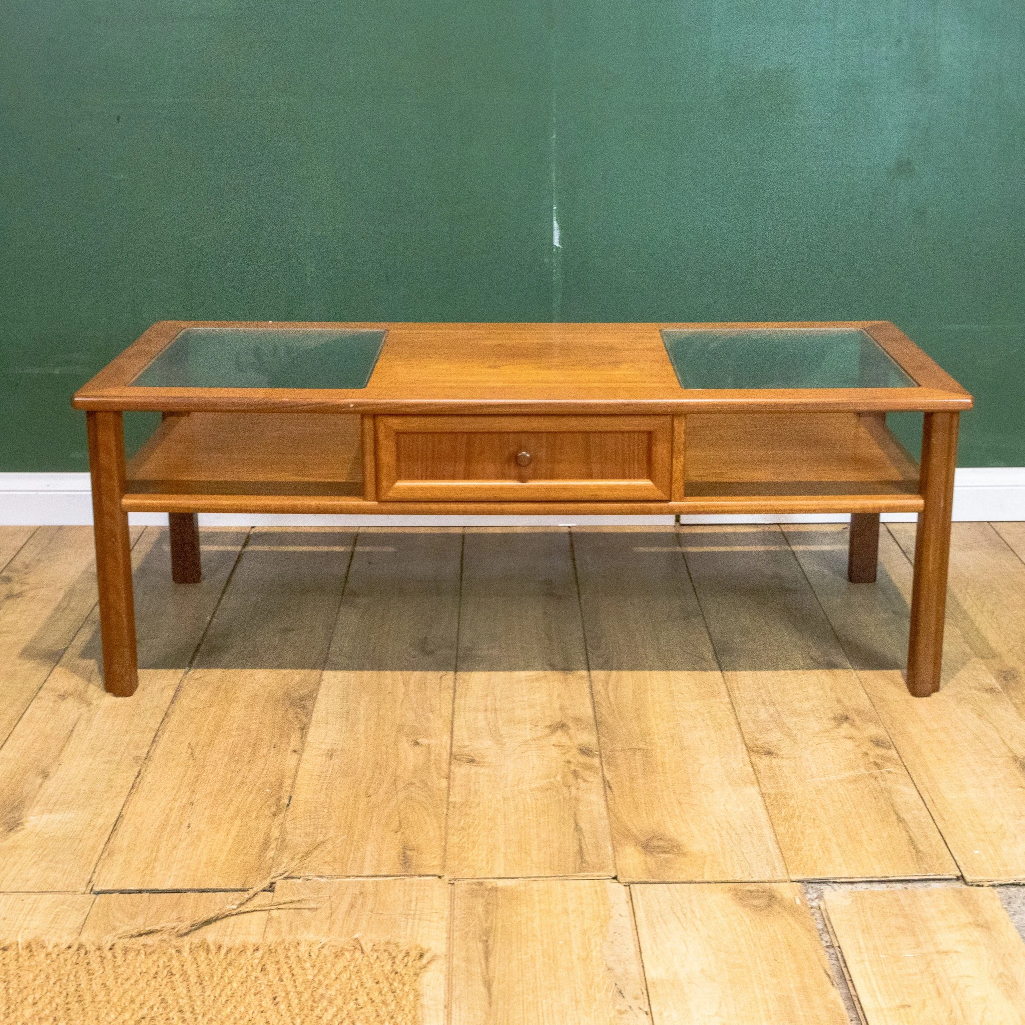 Teak Glass Top Coffee Table
