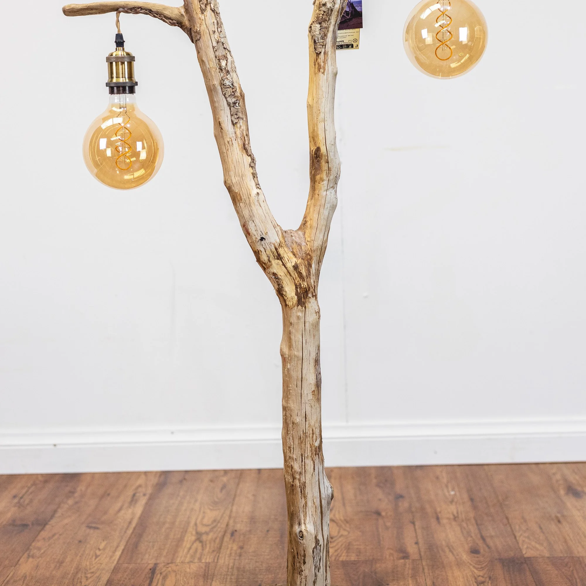 Handmade Driftwood Twin-Bulb Floor Lamp