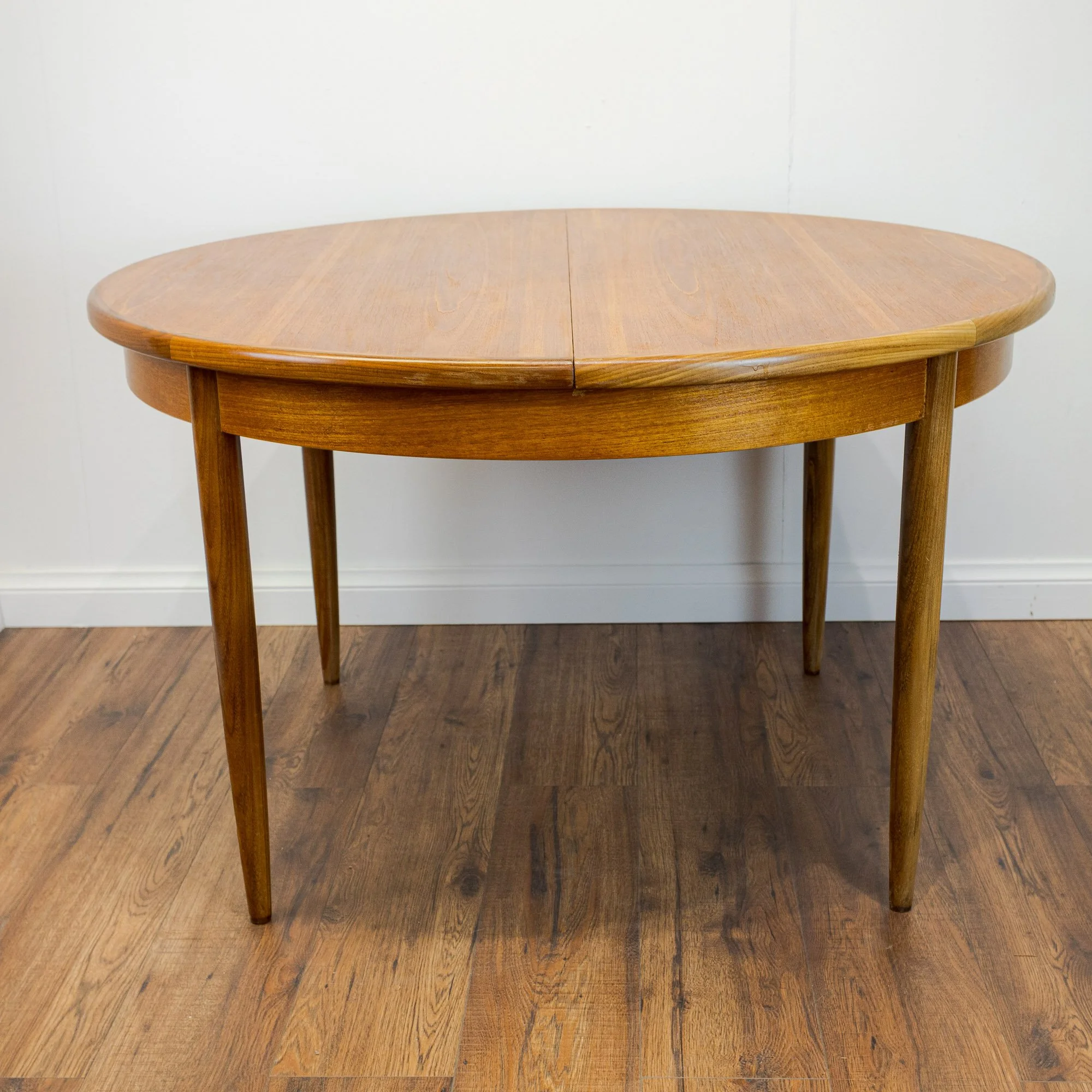 G Plan Fresco Teak Round Extending Dining Table by Victor B. Wilkins