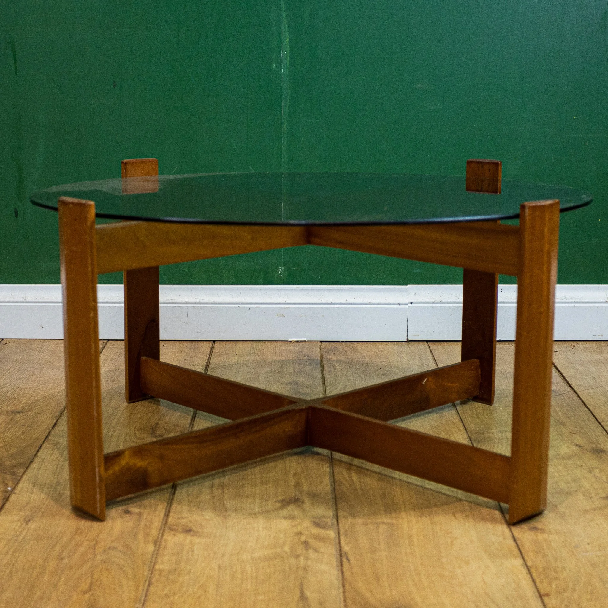 Myer Smoked Glass Teak Coffee Table