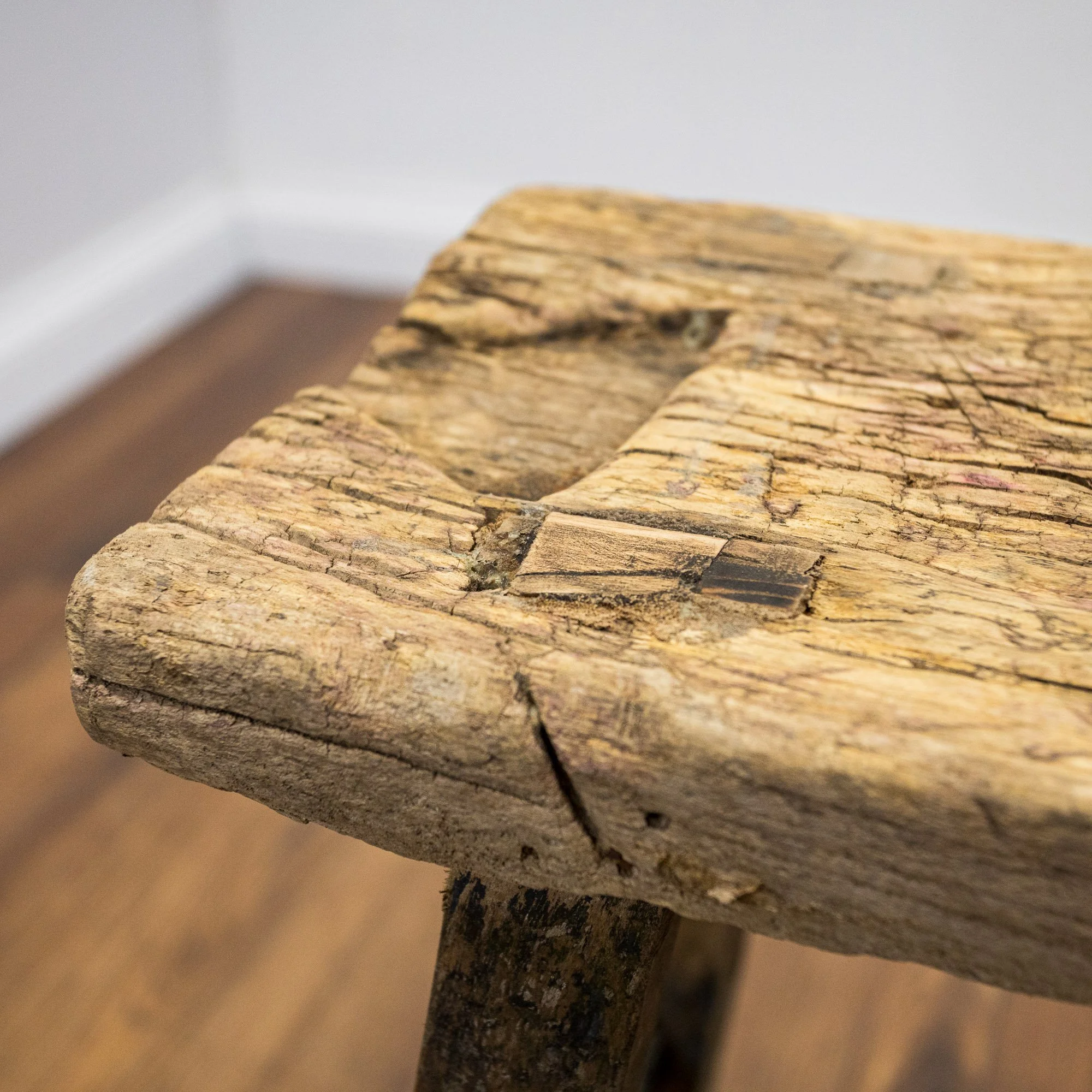 Rustic Reclaimed Elm Stool