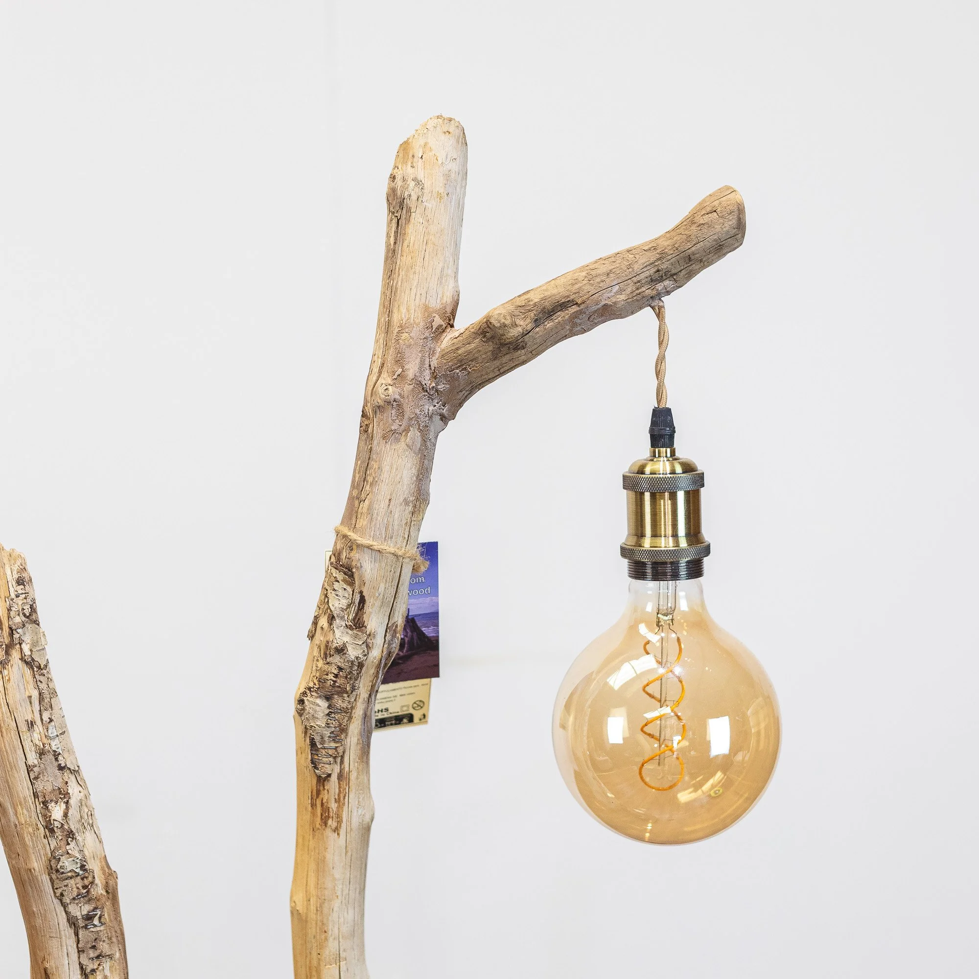 Handmade Driftwood Twin-Bulb Floor Lamp